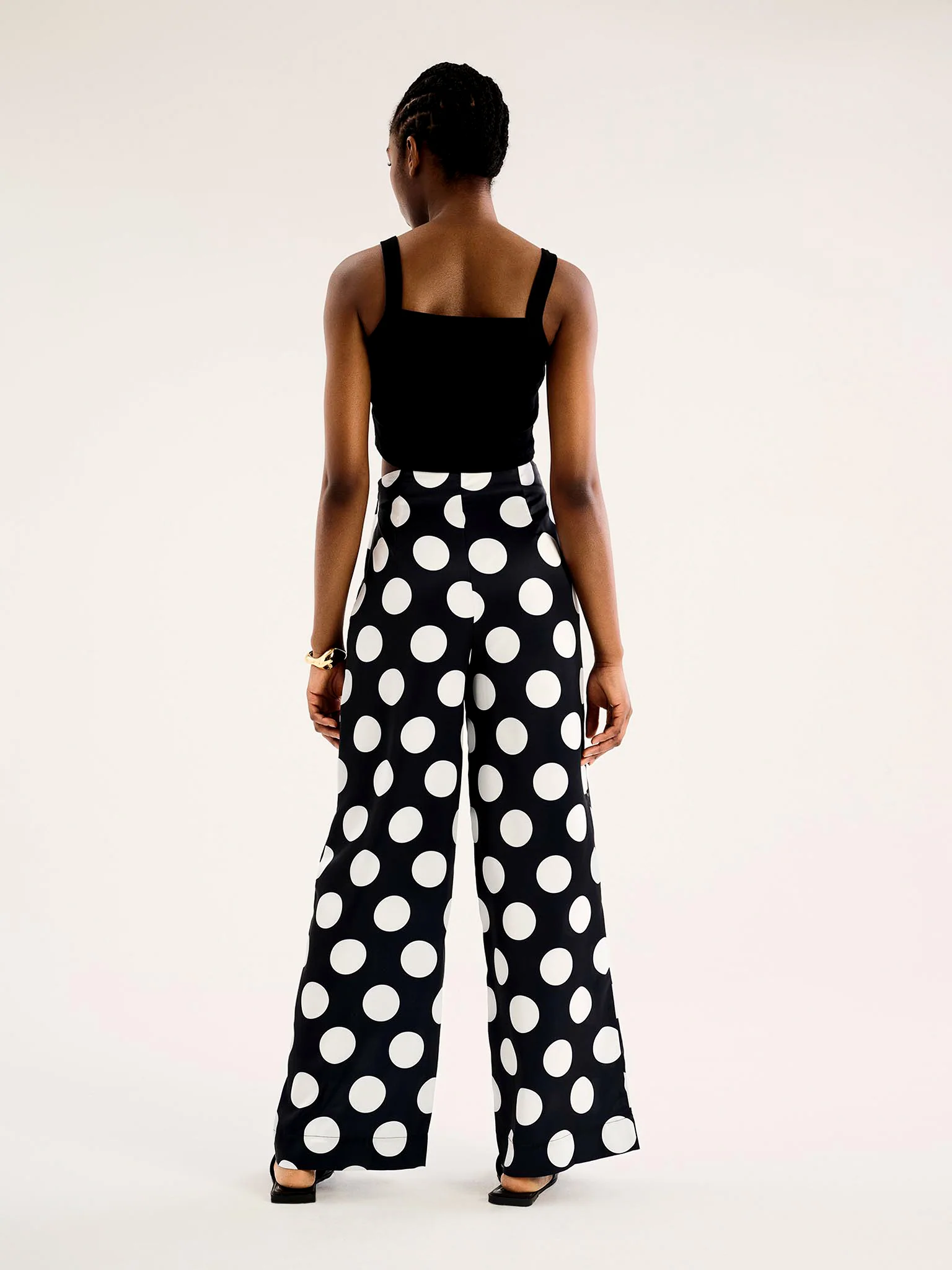 Lynx Satin Wide Leg Spot Print Trouser - Image 3