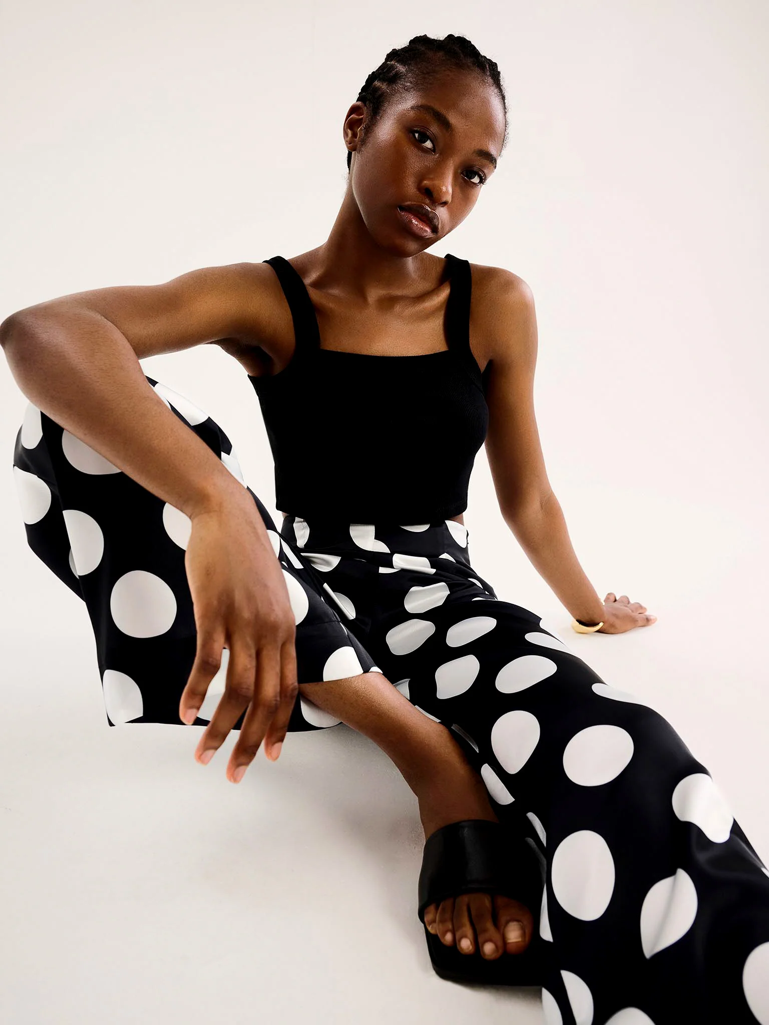 Lynx Satin Wide Leg Spot Print Trouser - Image 4