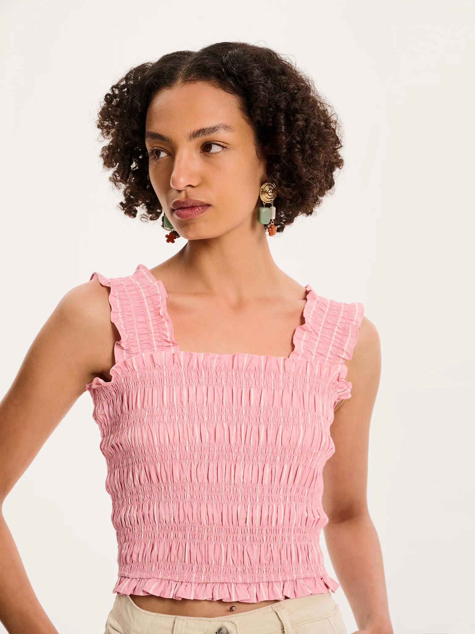 Macy Top in Pink and White Stripe - Image 2