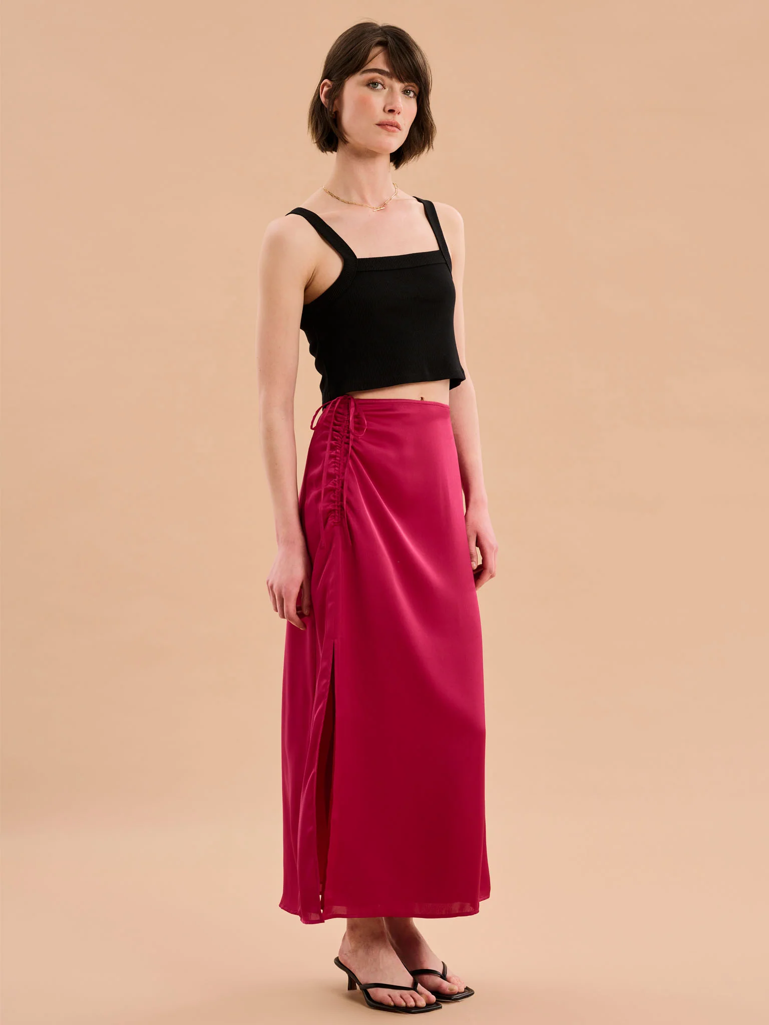 Madelyn Midi Skirt in Magenta - Image 3