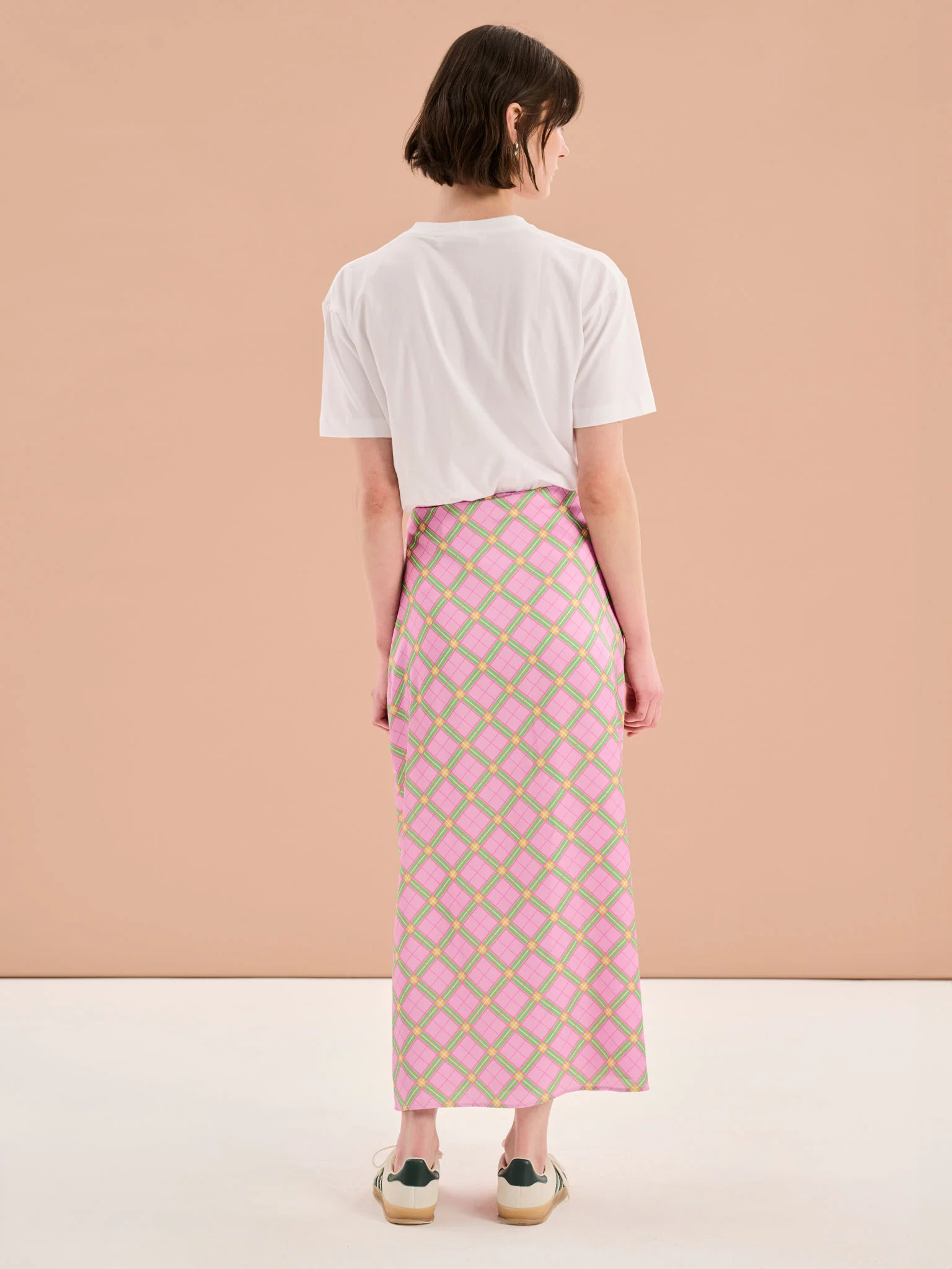Madelyn Midi Skirt in Pink Check Print - Image 3
