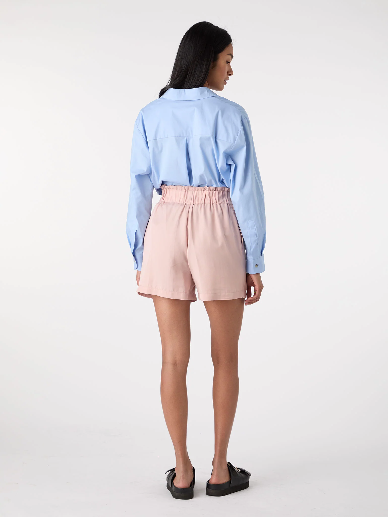 Manila Tie Front Shorts in Blush Pink - Image 3