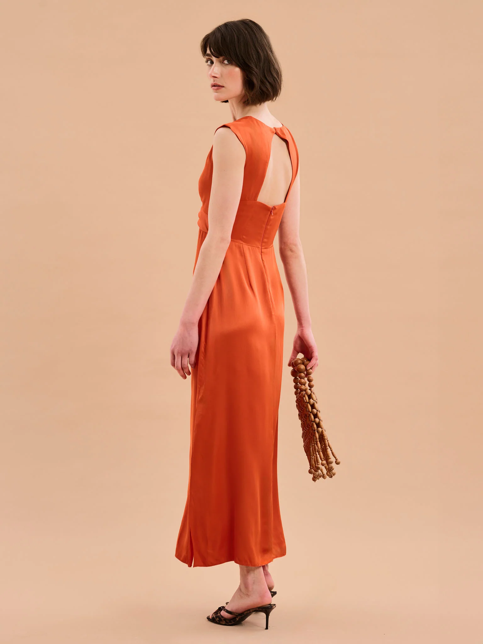 Marin Twist Front Dress in Burnt Orange - Image 2