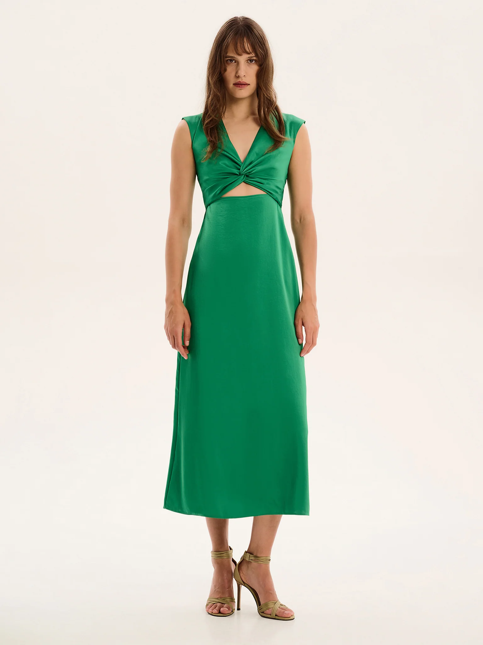 Marin Twist Front Dress in Emerald Green - Image 2