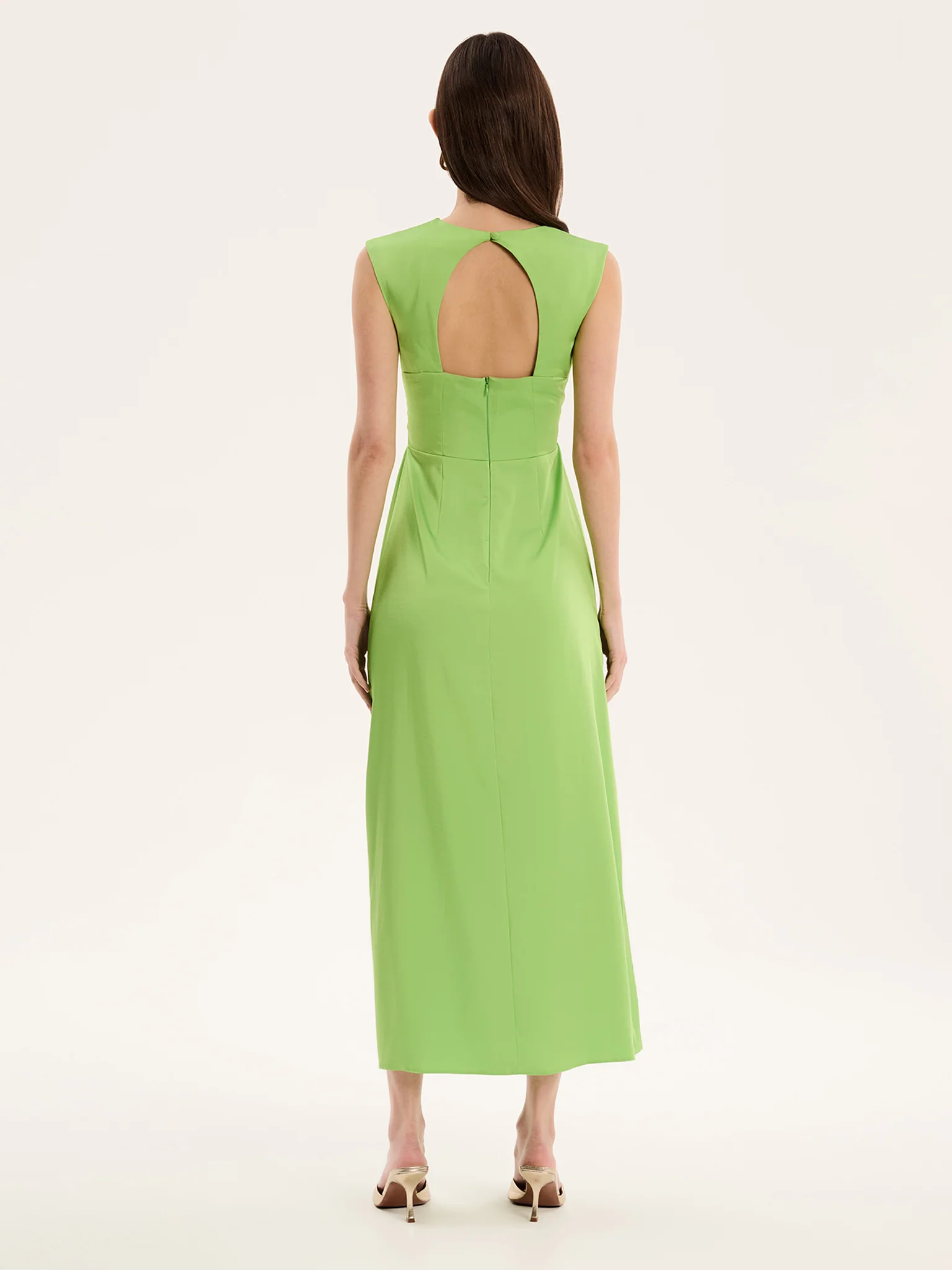 Marin Twist Satin Dress in Green - Image 3