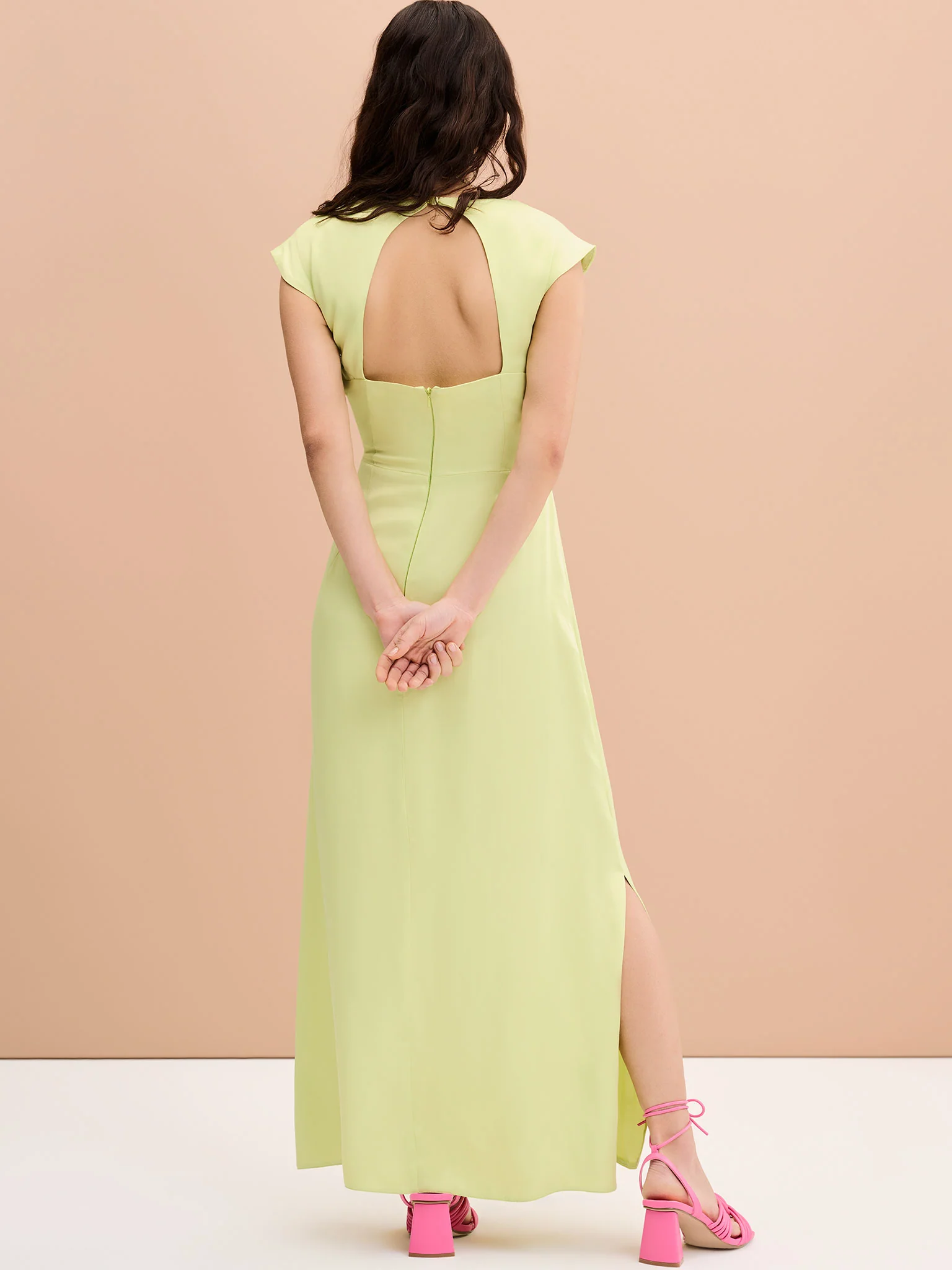 Marin Twist Front Dress in Lime - Image 4