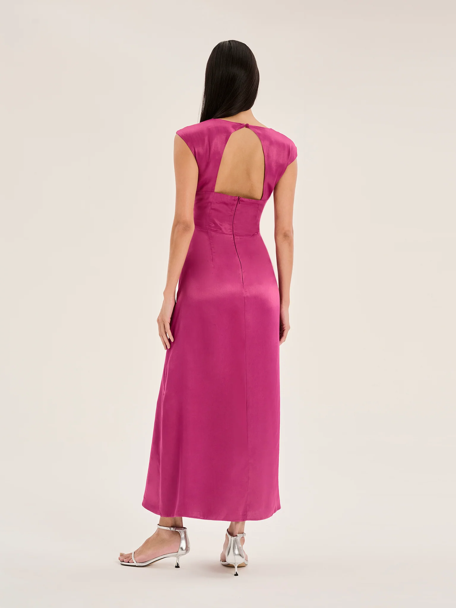 Marin Twist Front Dress in Magenta - Image 3