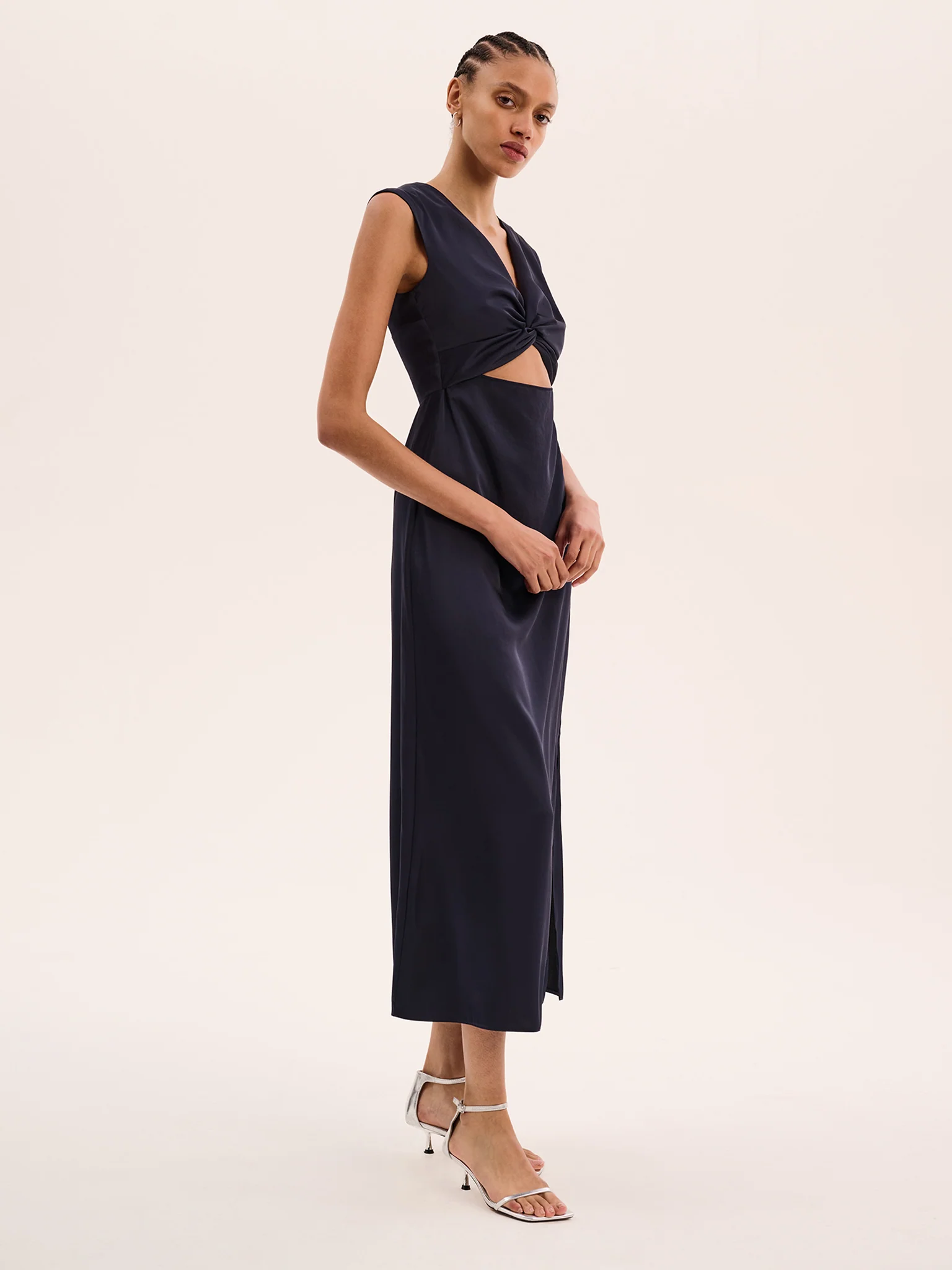 Marin Twist Front Dress in Navy - Image 4