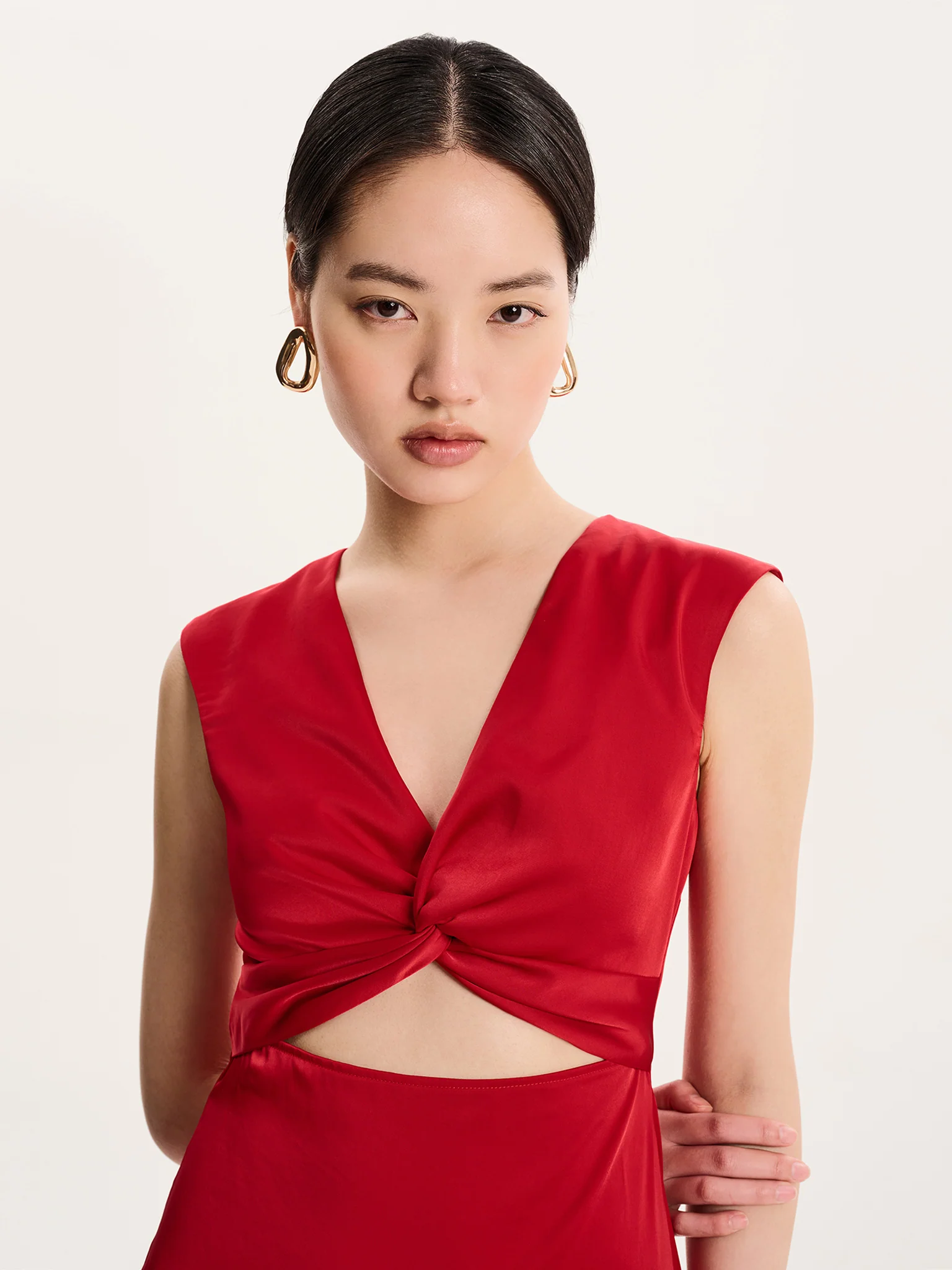 Marin Twist Satin Dress in Barbados Cherry  - Image 3