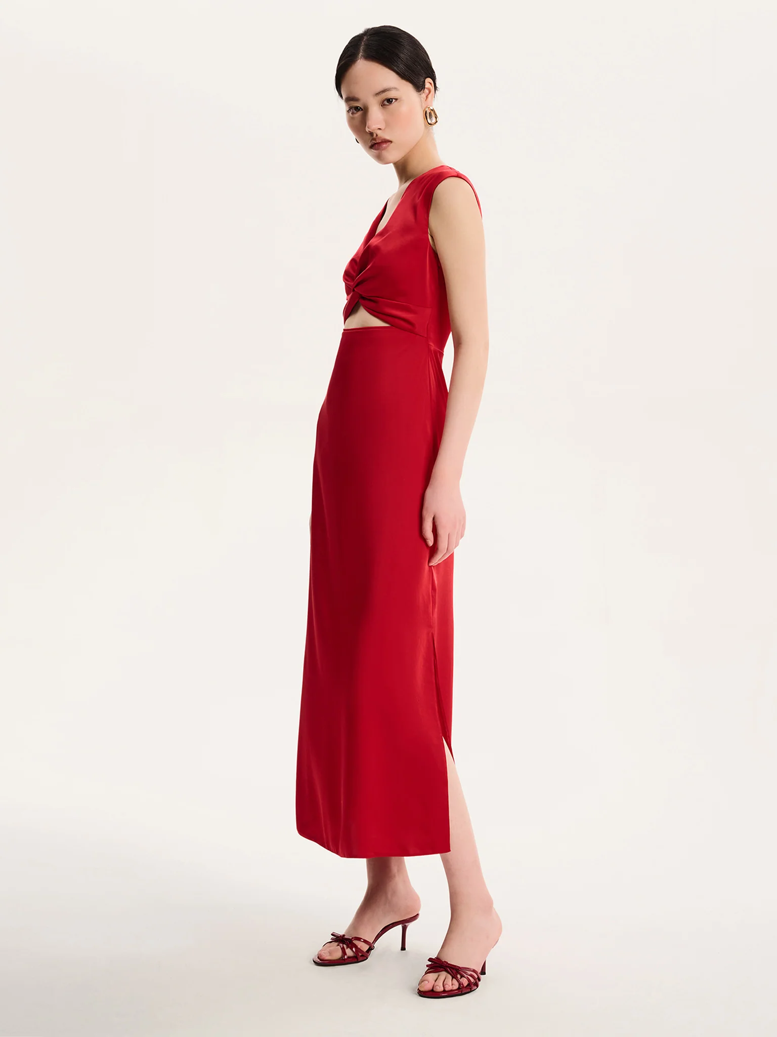 Marin Twist Satin Dress in Barbados Cherry  - Image 4