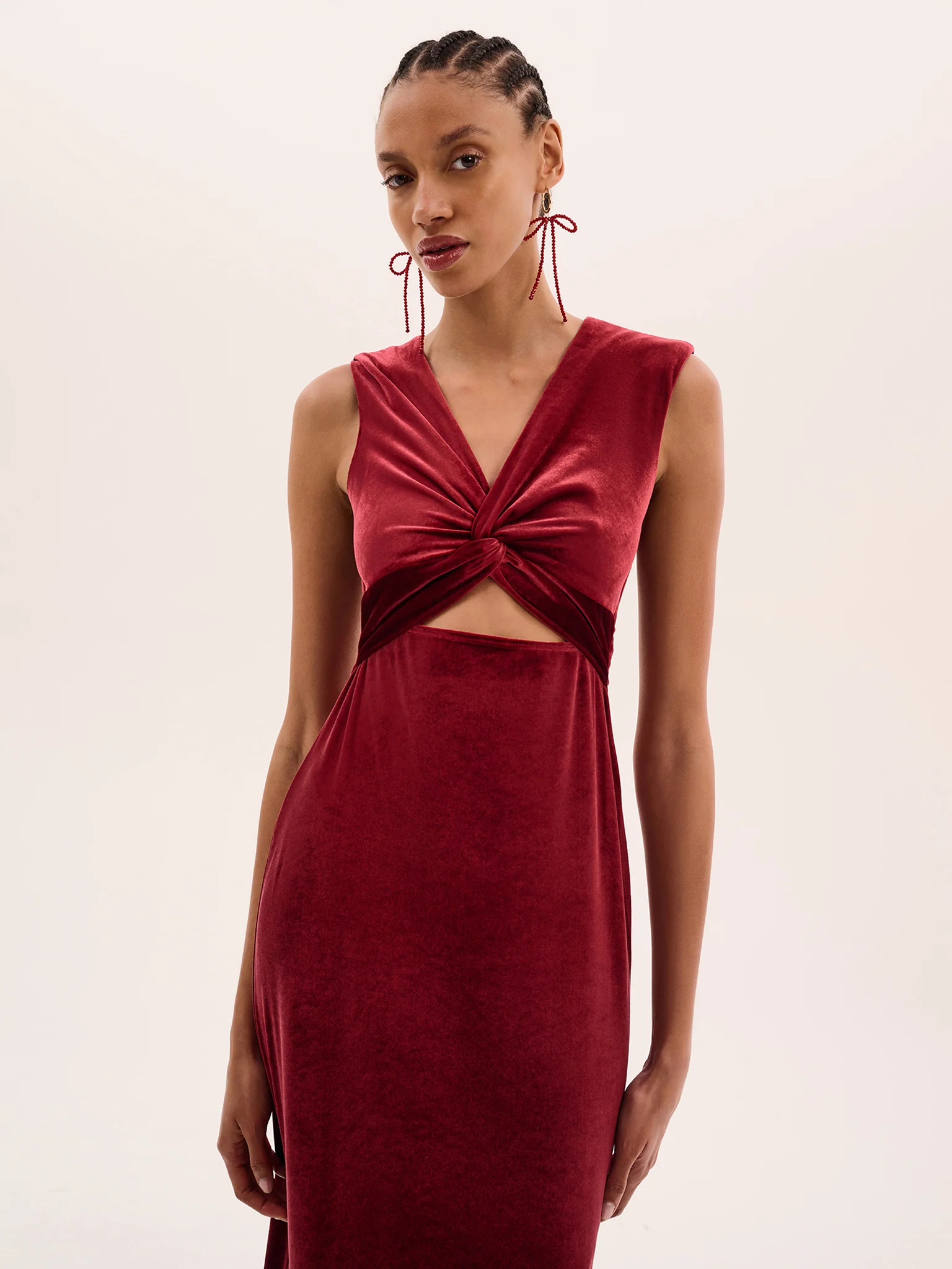 Marin Velvet Dress in Red - Image 4