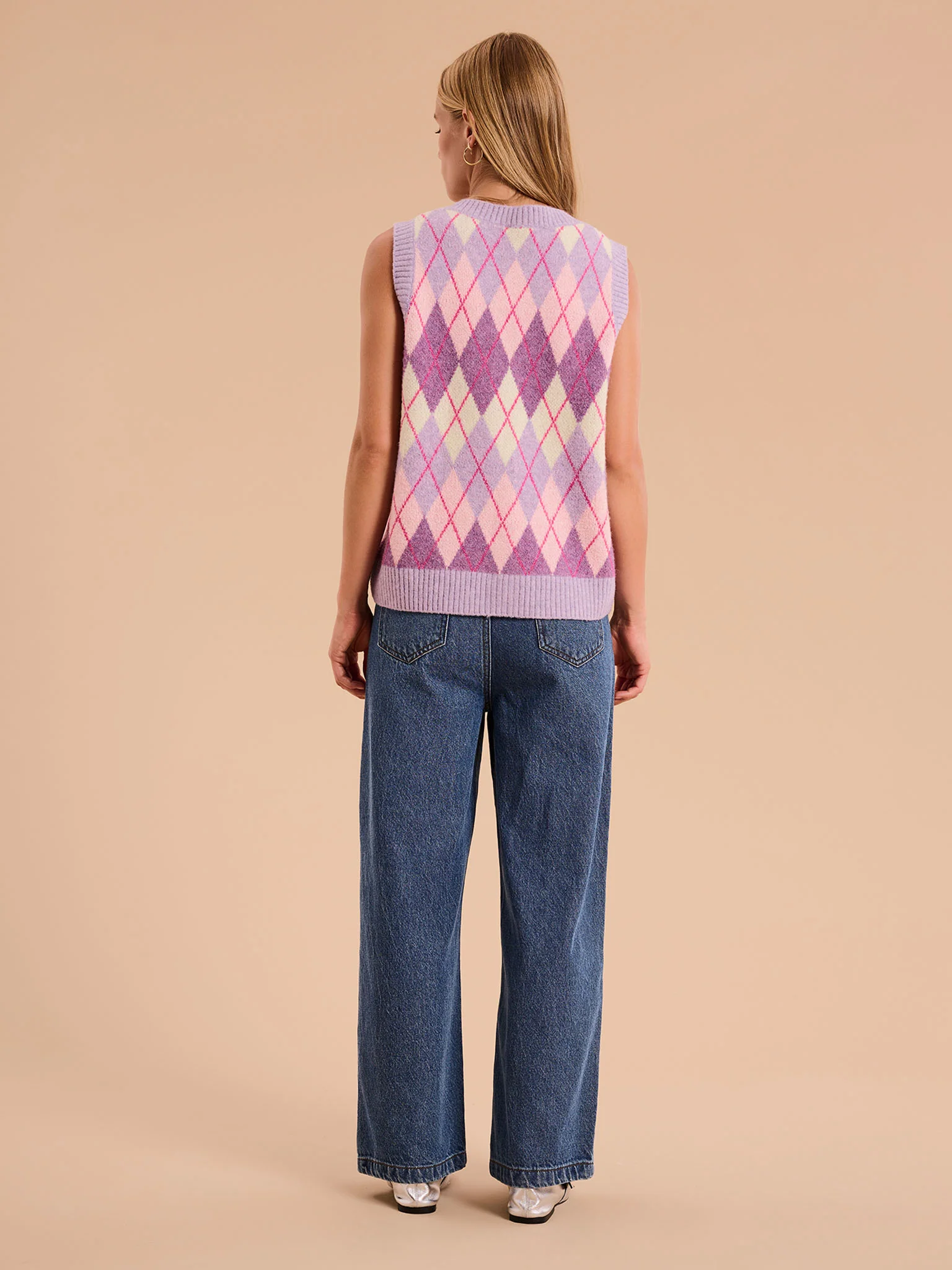 Matilda Button Through Vest in Purple - Image 2