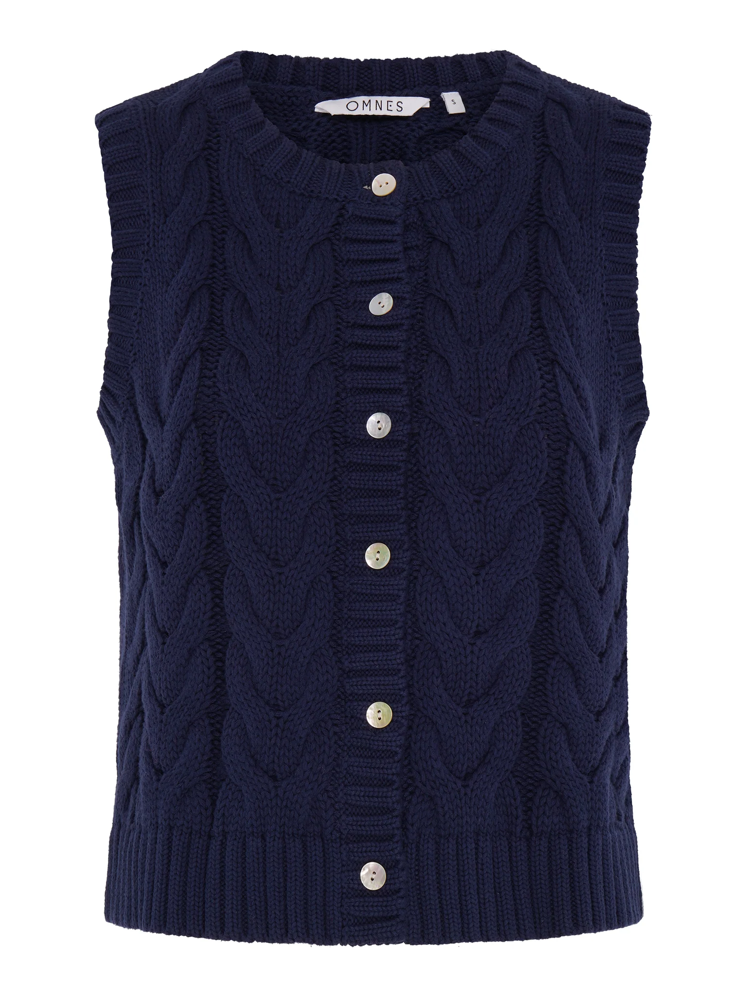 Matilda Cable Knitted Vest in Navy - Image 6
