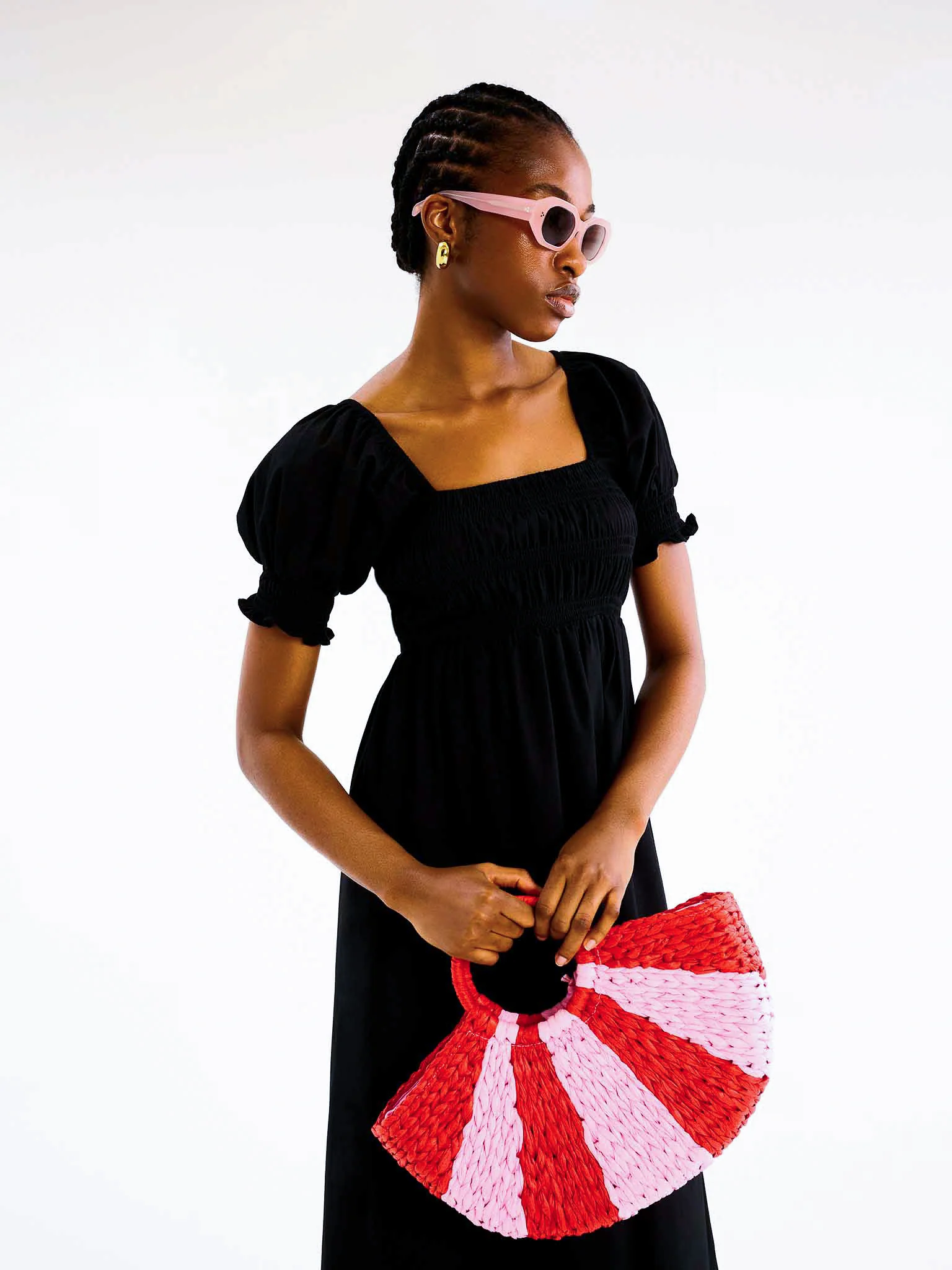 Megan Shirred Detail Dress in Black - Image 2