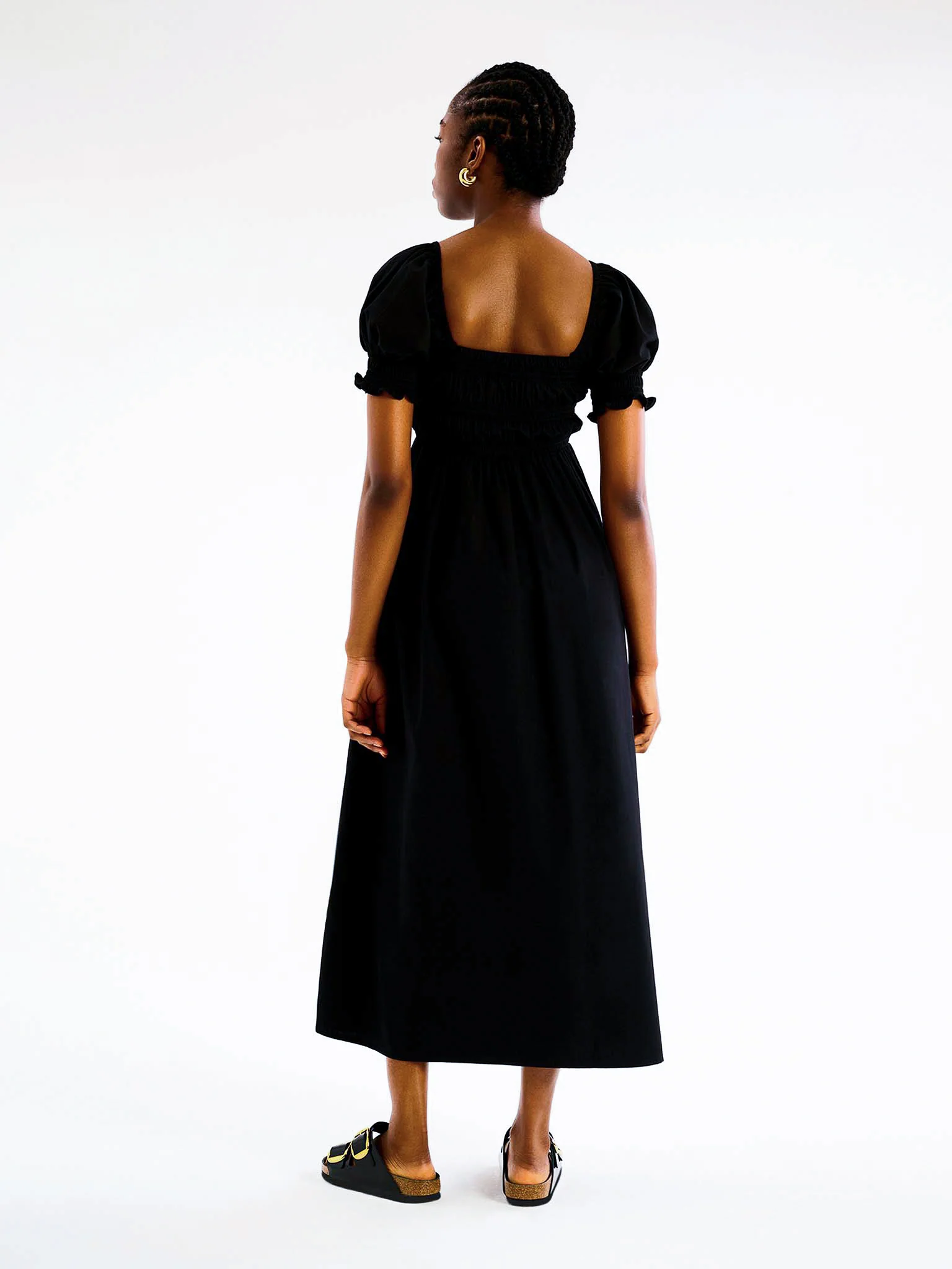 Megan Shirred Detail Dress in Black - Image 3