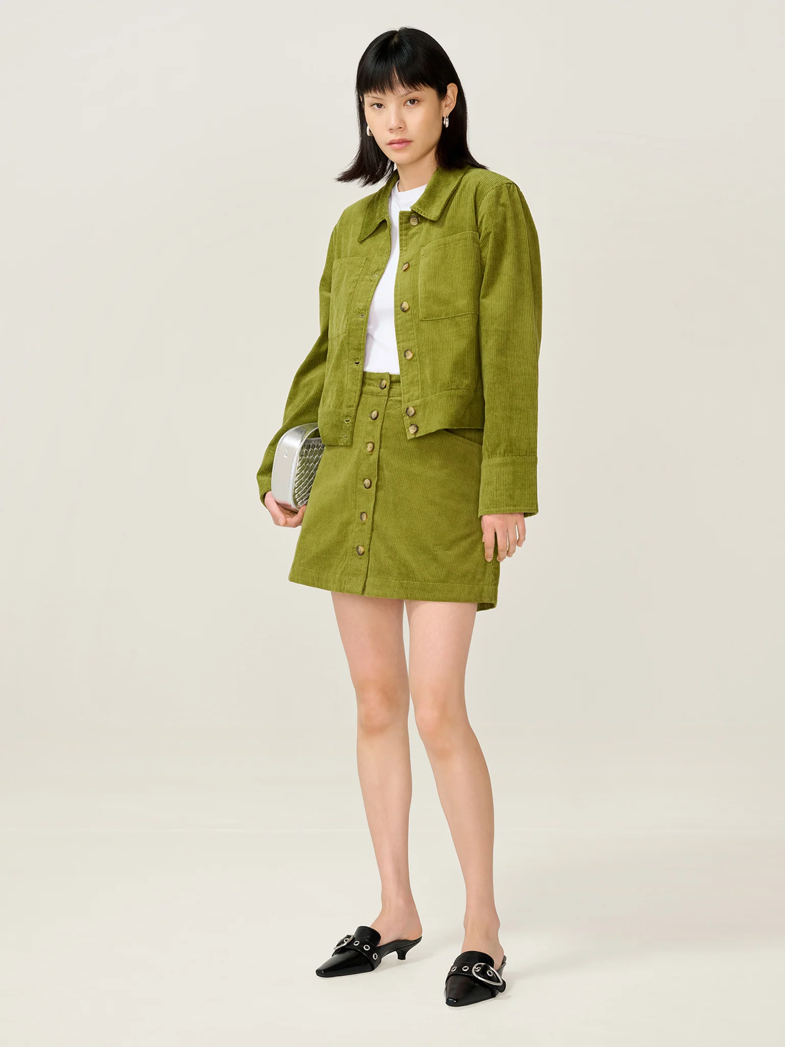 Millie Cord Jacket in Moss Green - Image 5