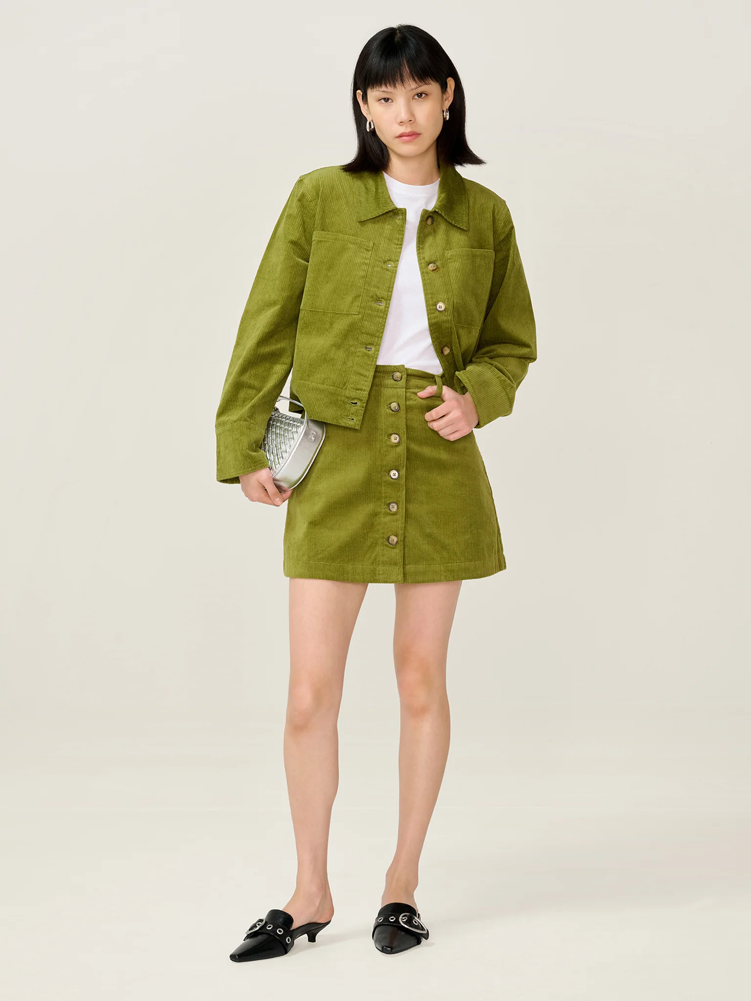 Millie Cord Jacket in Moss Green - Image 6