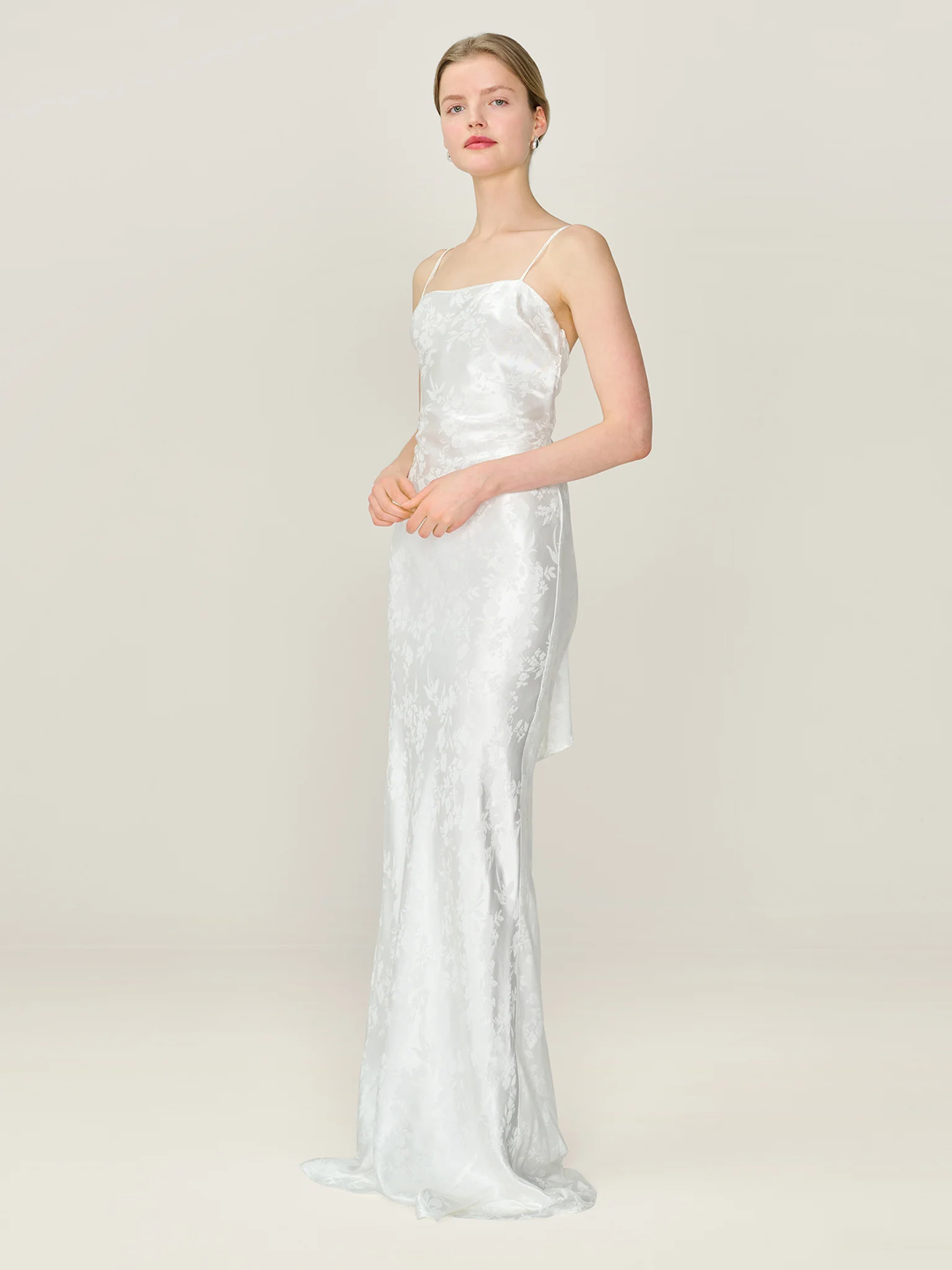 Mira Jacquard Dress in Ivory - Image 3