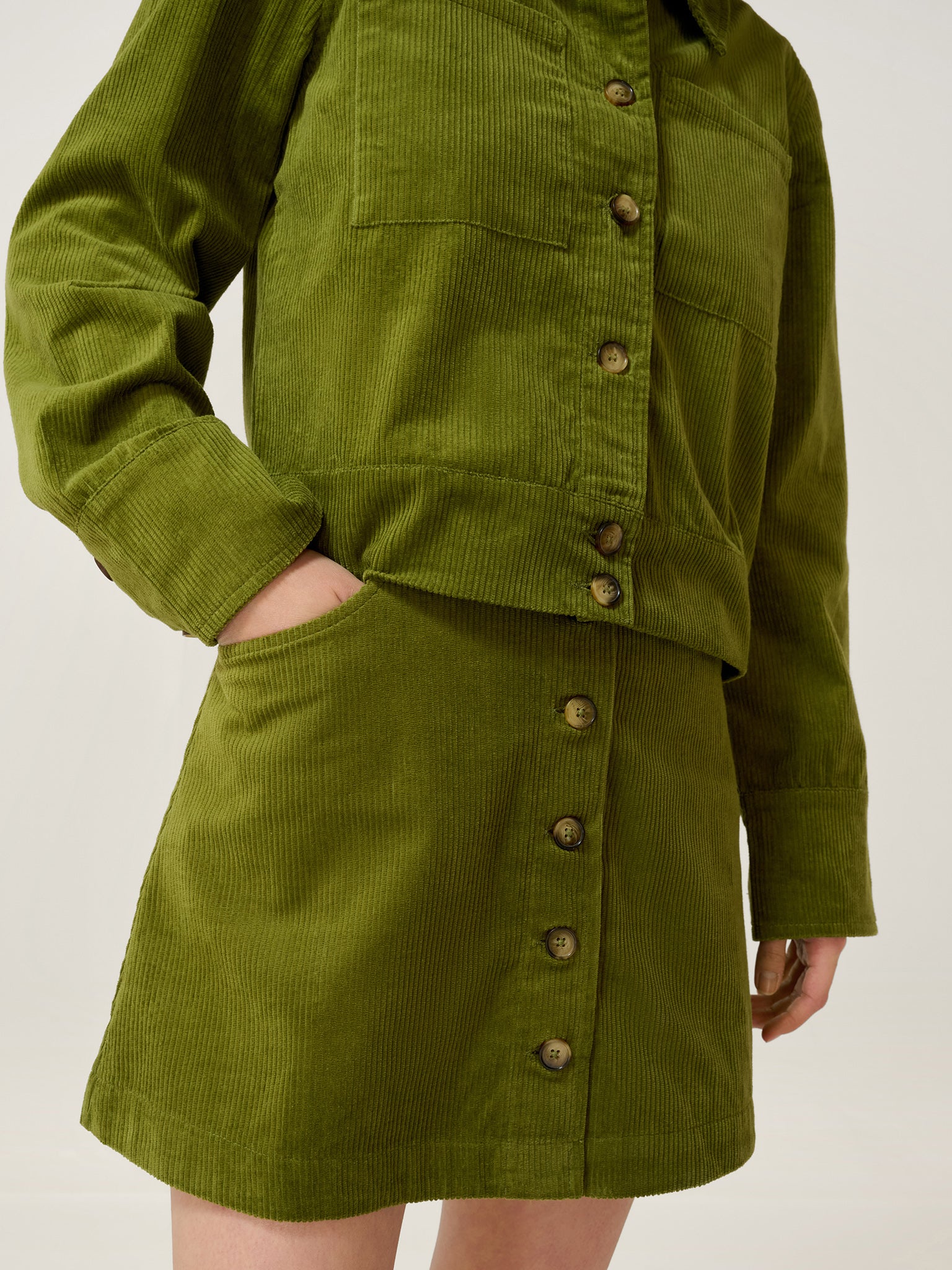 Moira Cord Skirt in Moss Green - Image 4