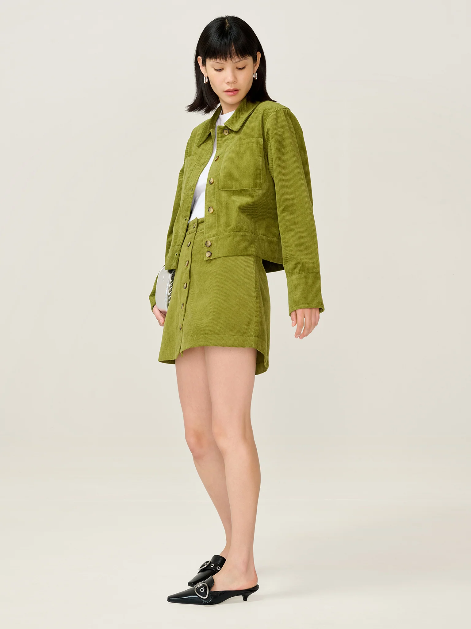 Moira Cord Skirt in Moss Green - Image 5