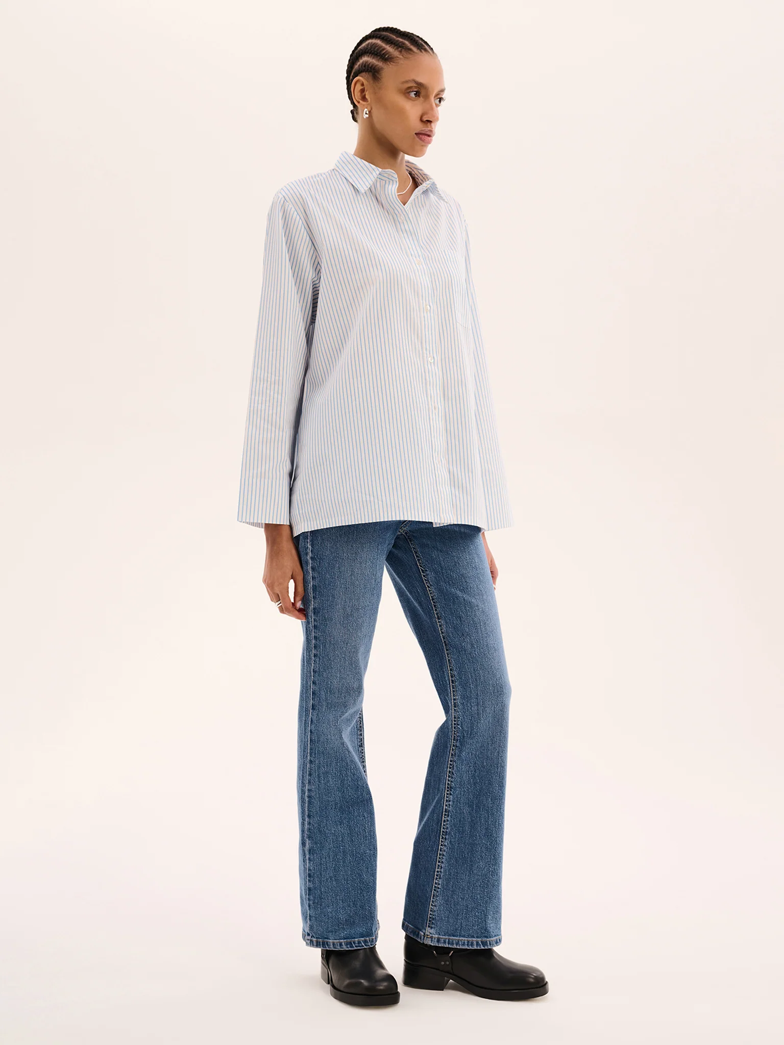 Nala Stripe Tie Back Shirt in Light Blue Stripe - Image 4