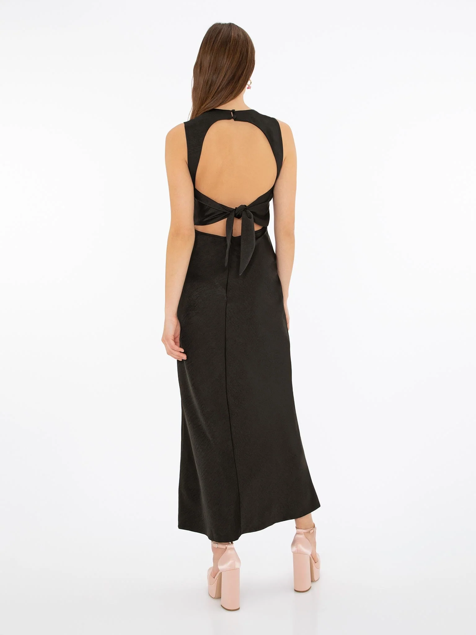 Nova Tie Back Dress in Black - Image 2