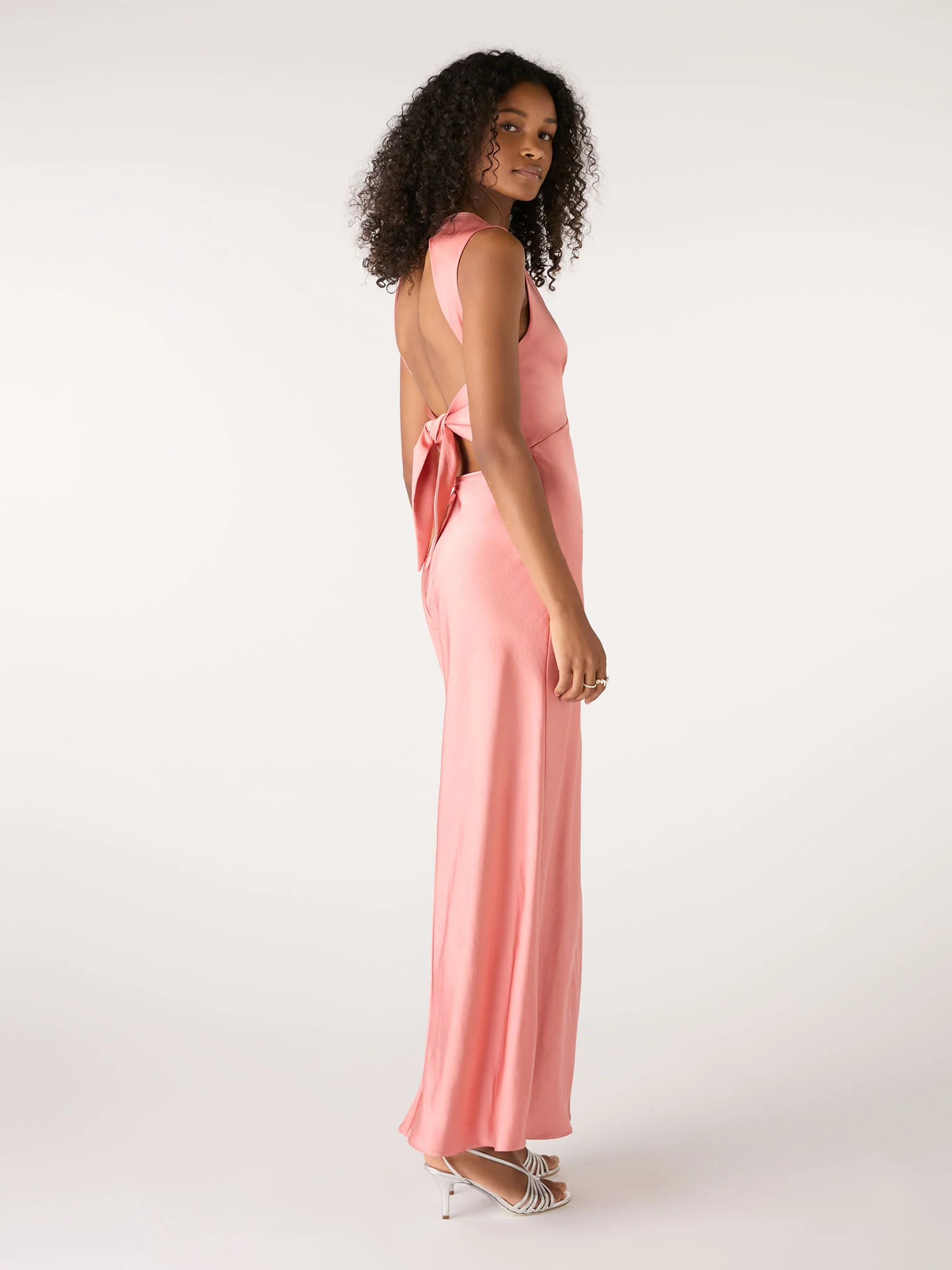 Nova Tie Back Dress in Coral - Image 3