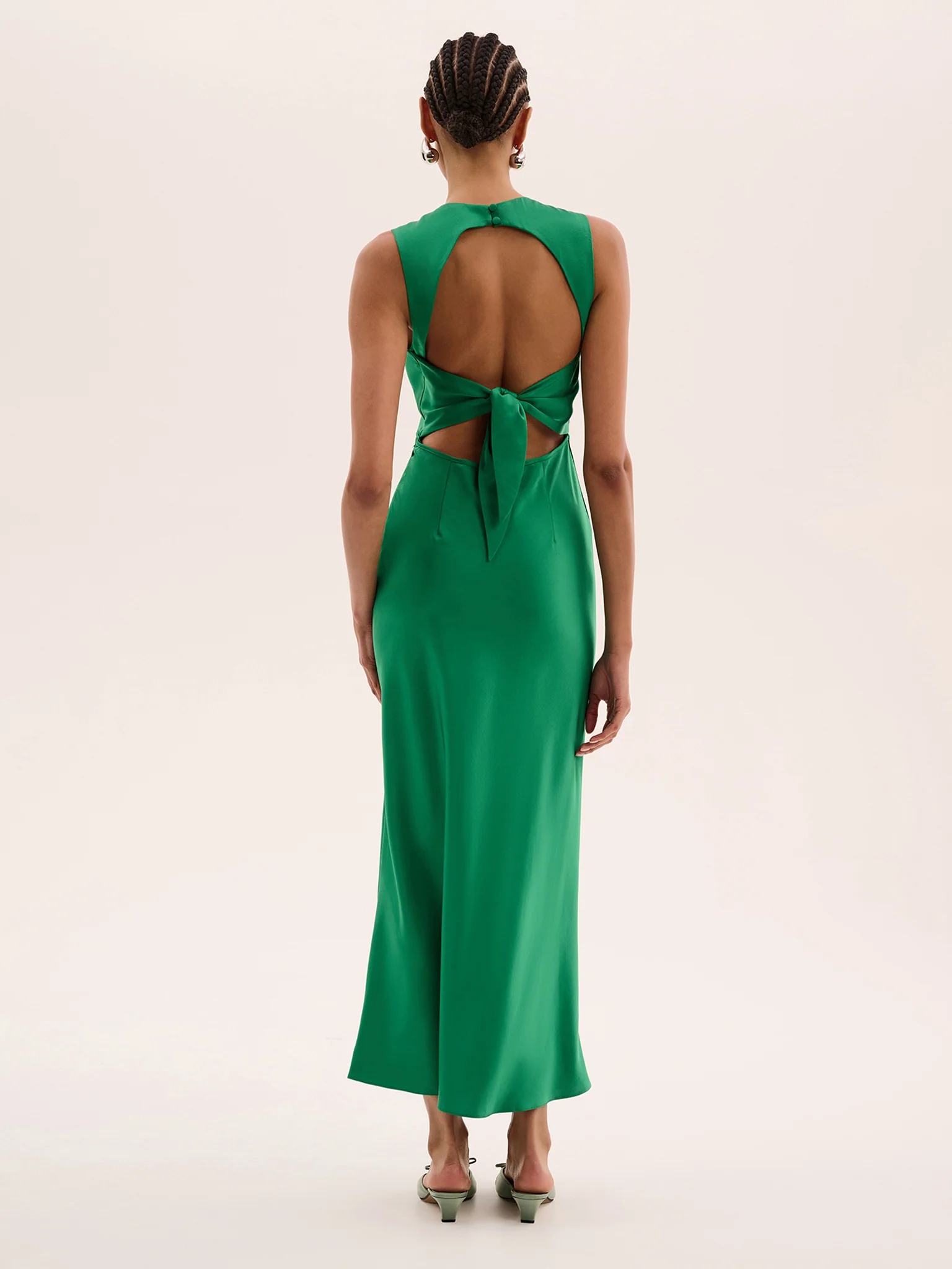 Nova Tie Back Dress in Emerald Green - Image 3