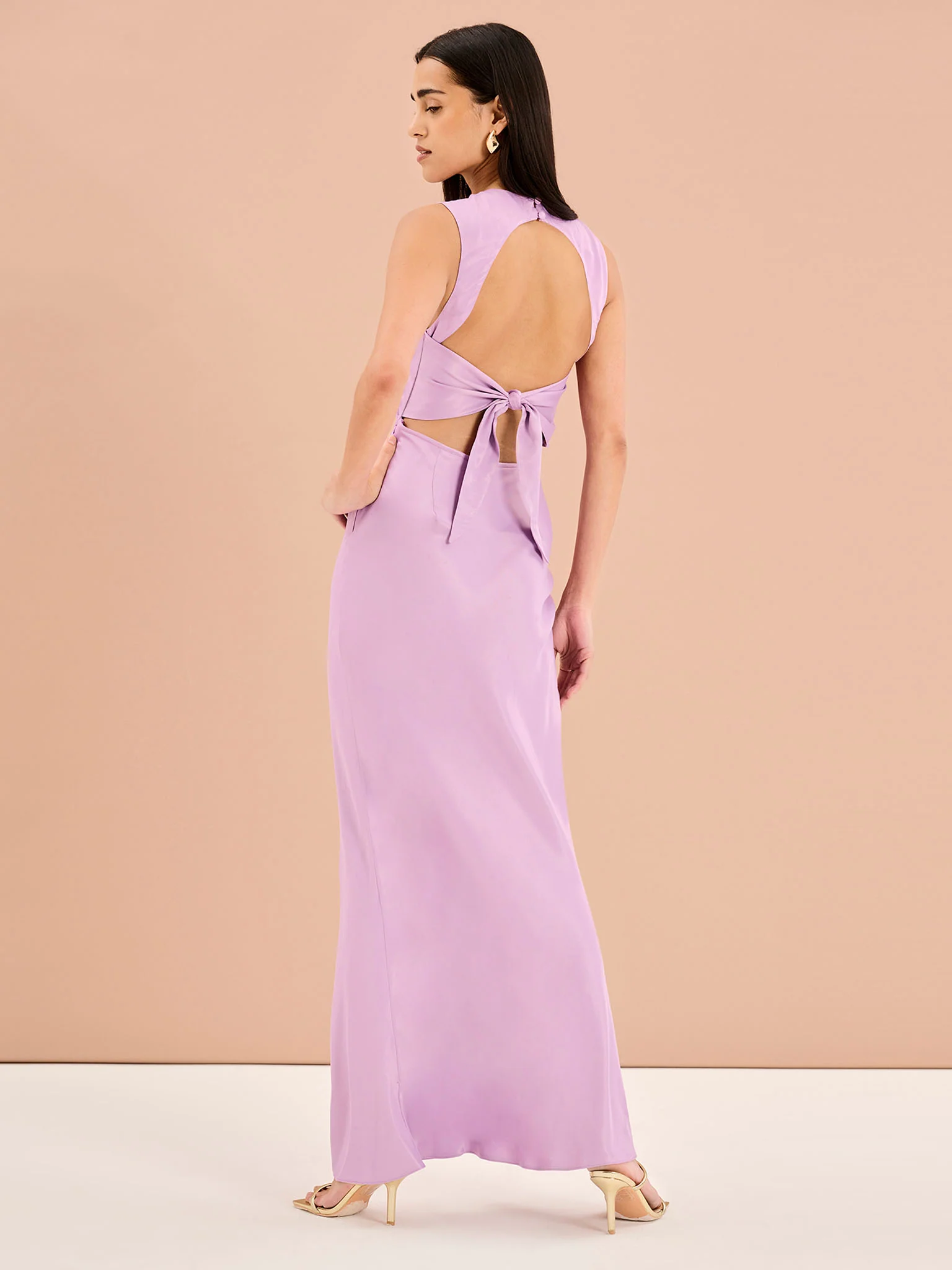 Nova Tie Back Dress in Lilac - Image 4