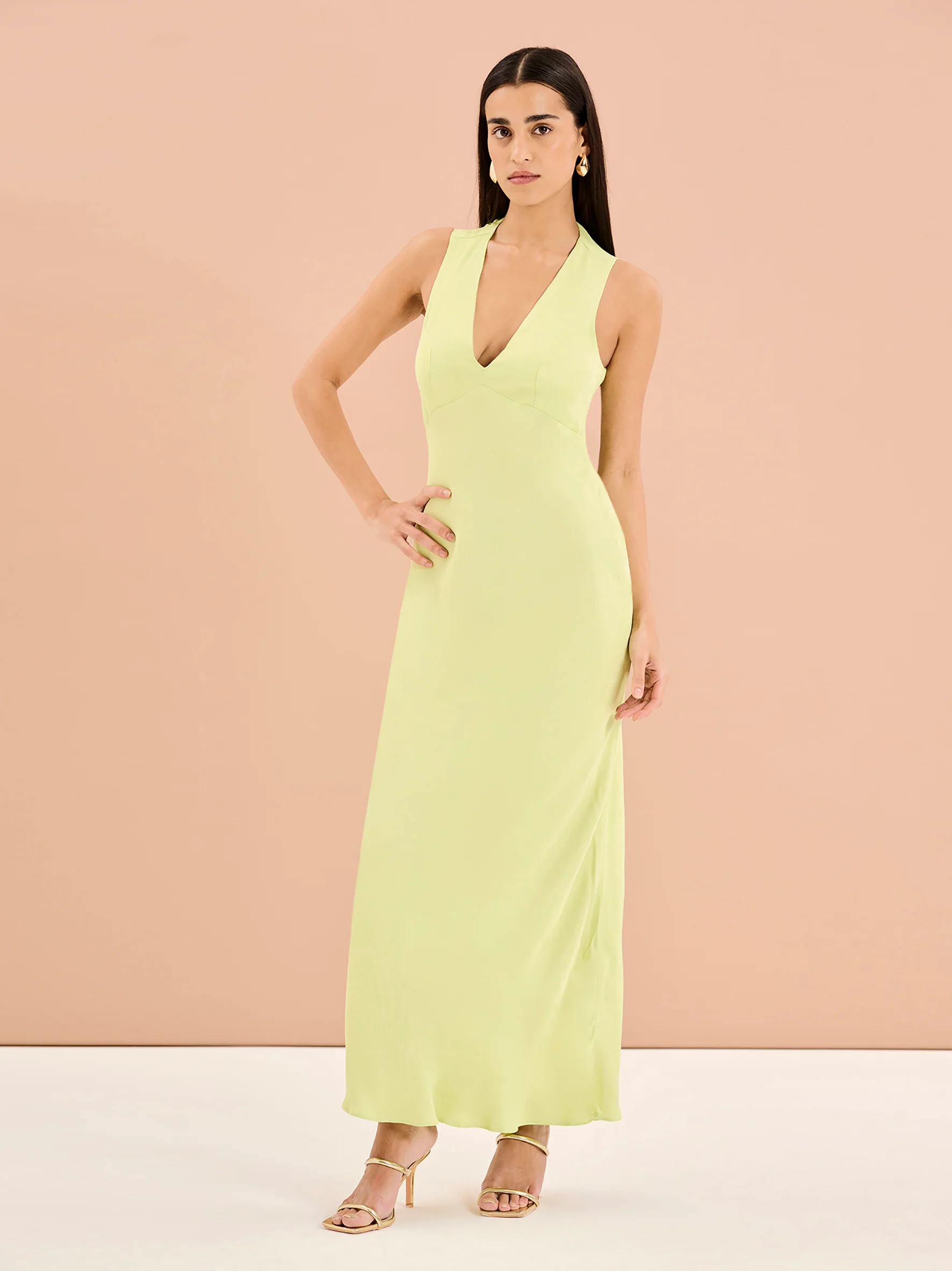 Nova Tie Back Dress in Lime - Image 2