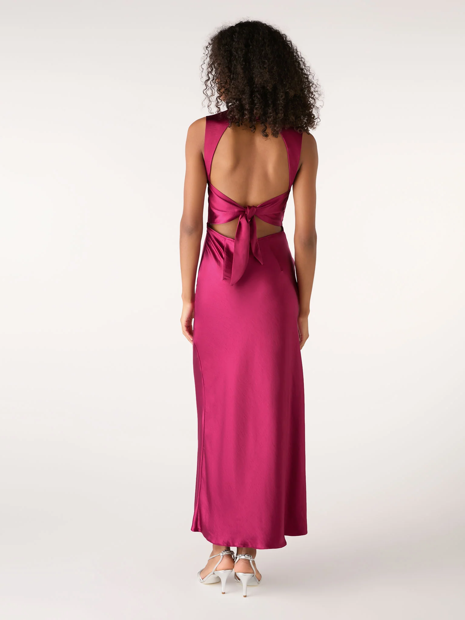 Nova Tie Back Dress in Magenta - Image 4