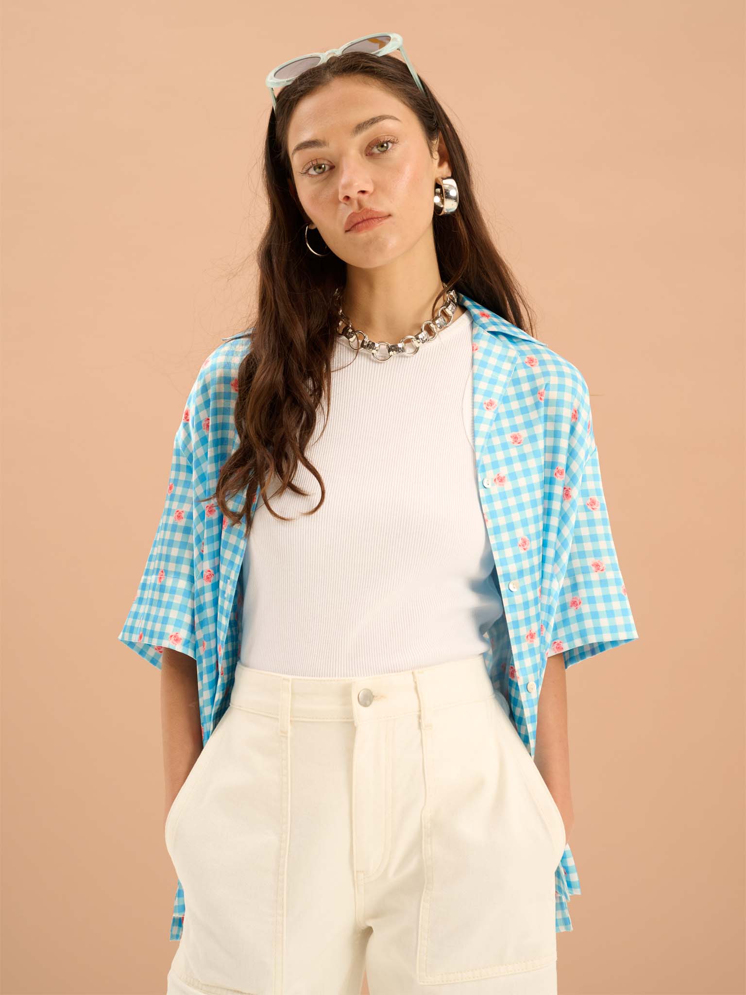 Oaklyn Floral Gingham Print Shirt - Image 5