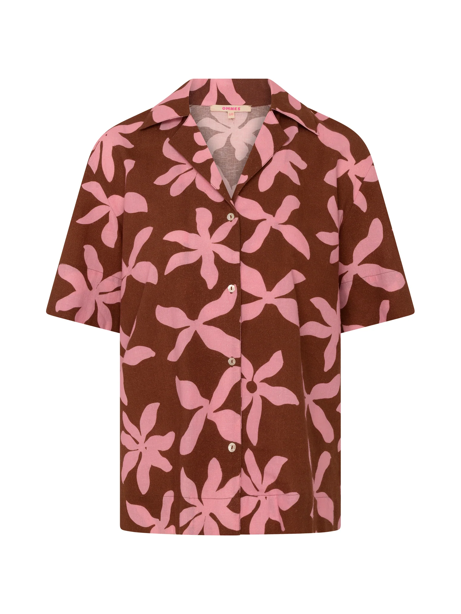 Oaklyn Shirt in Pink and Chocolate Floral Print - Image 6