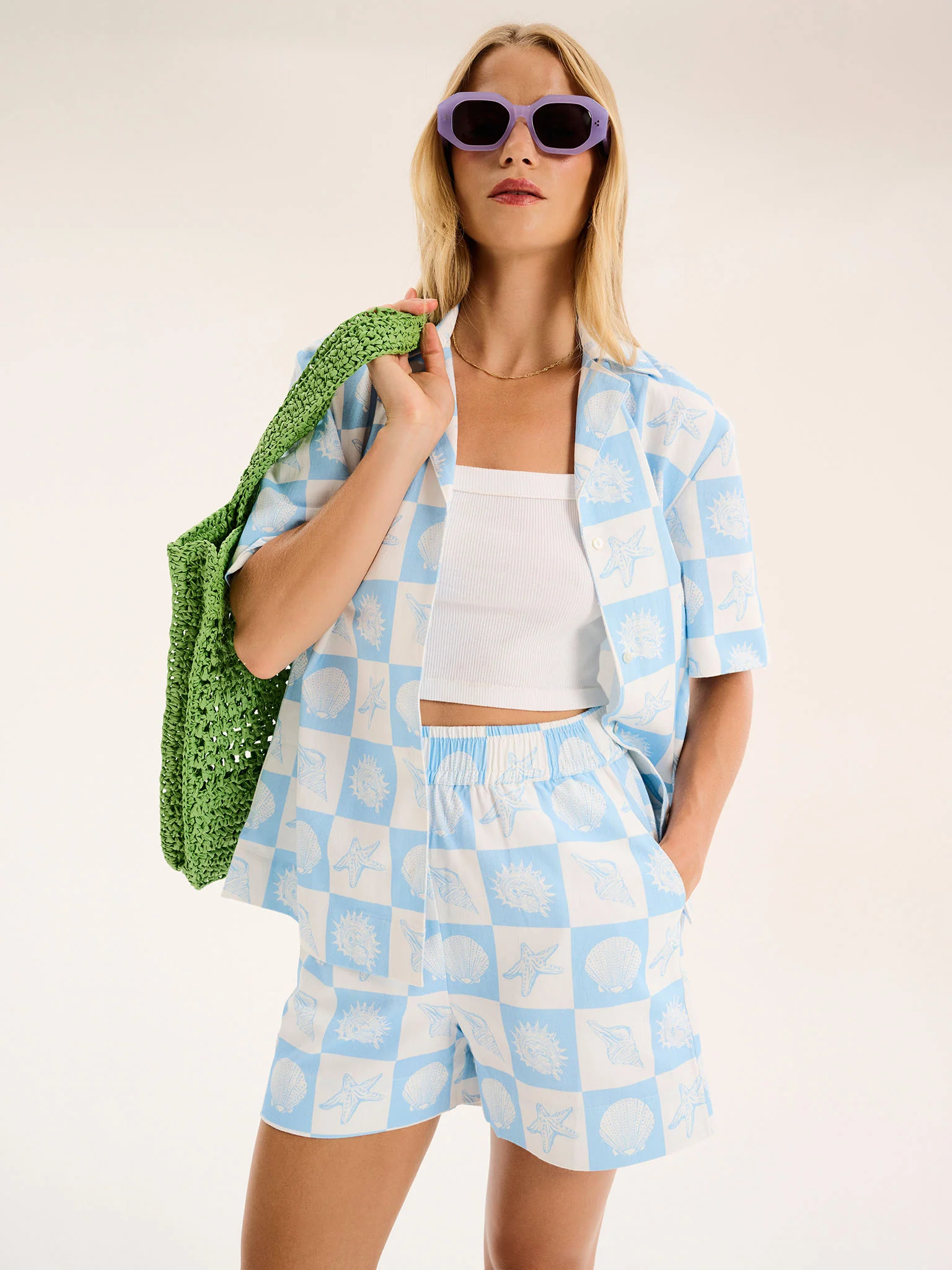 Oaklyn Shirt in Shell Checkerboard Print - Image 5