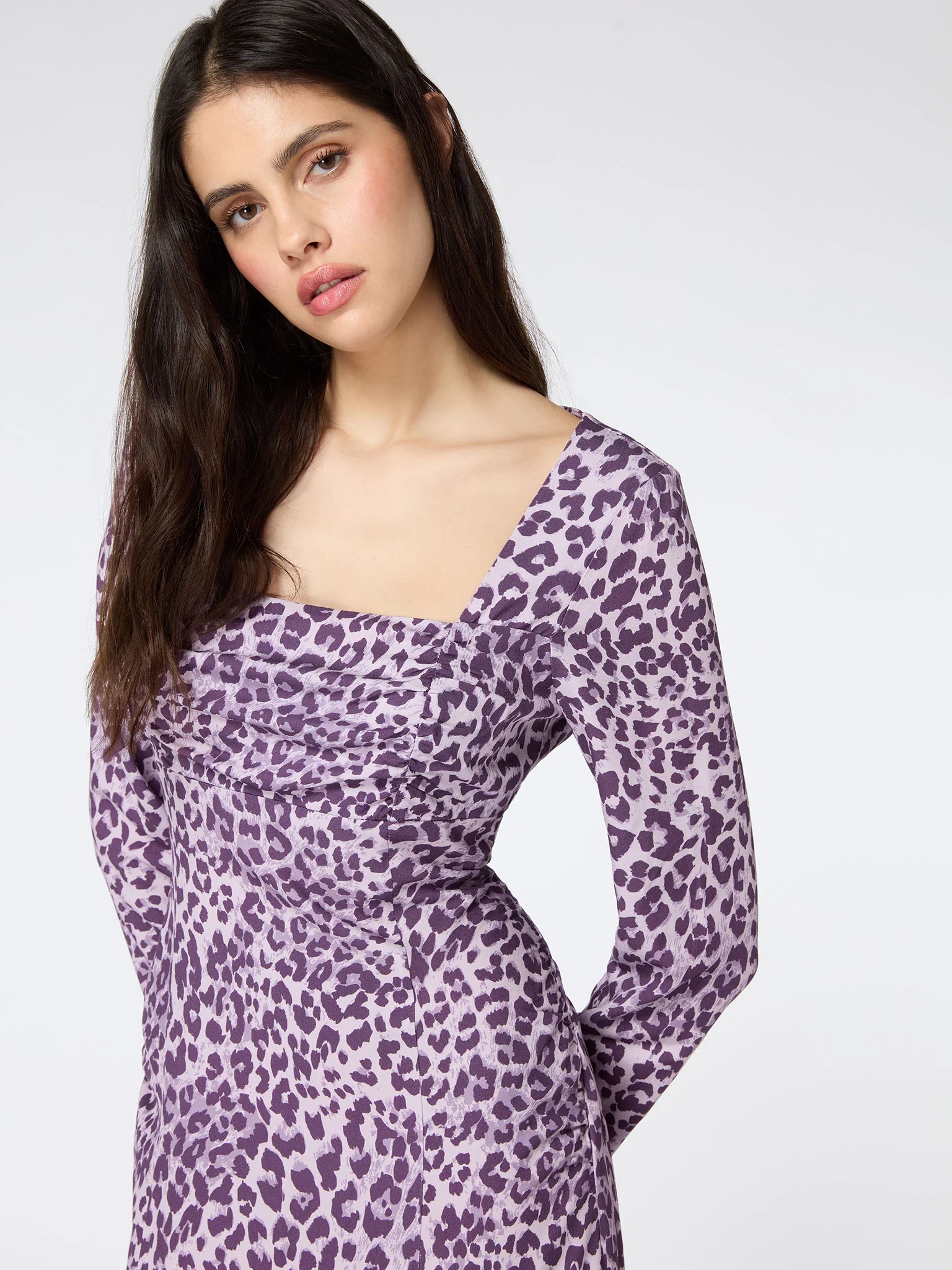 Olenia Dress in Purple Cheetah Print - Image 4