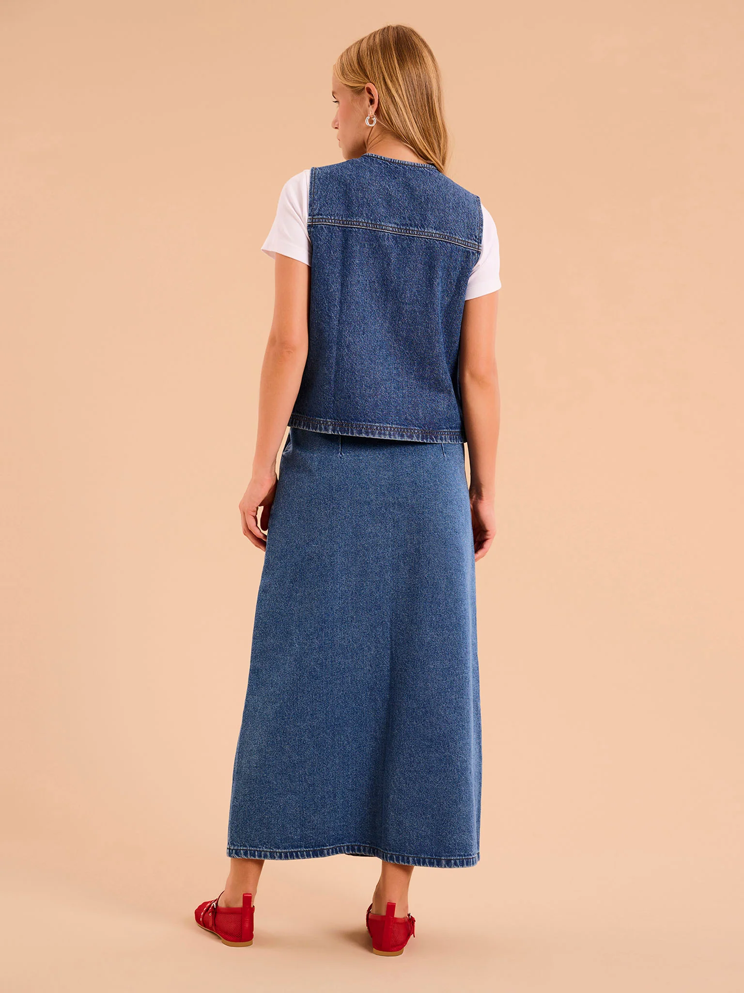 Olive Denim Skirt - Image 3