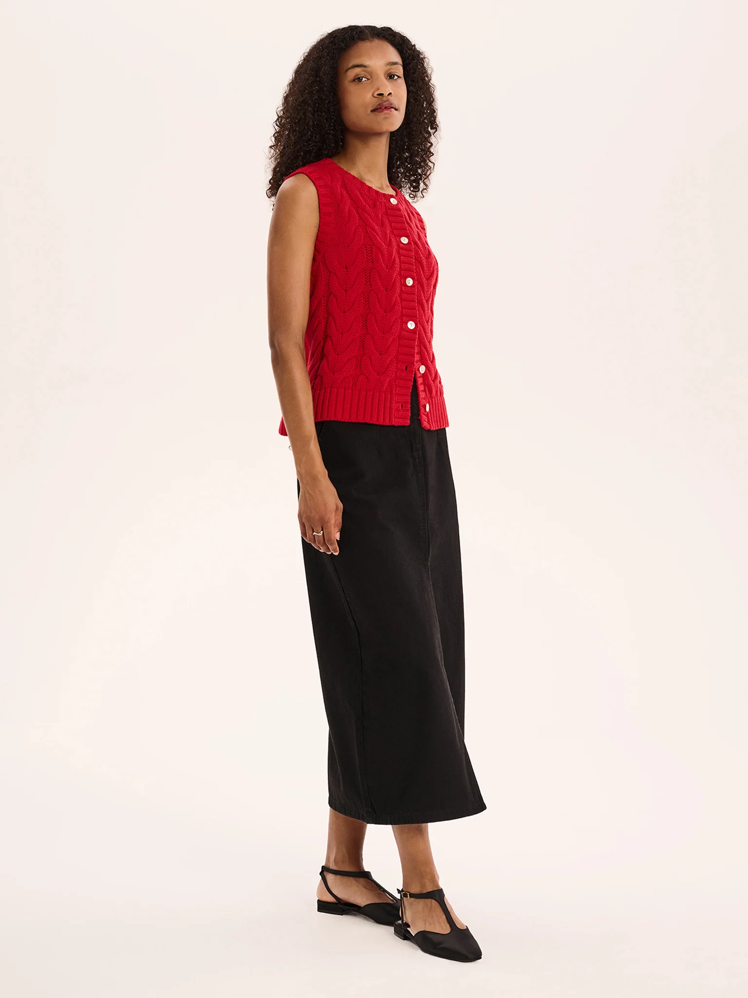 Olive Denim Skirt in Black - Image 2