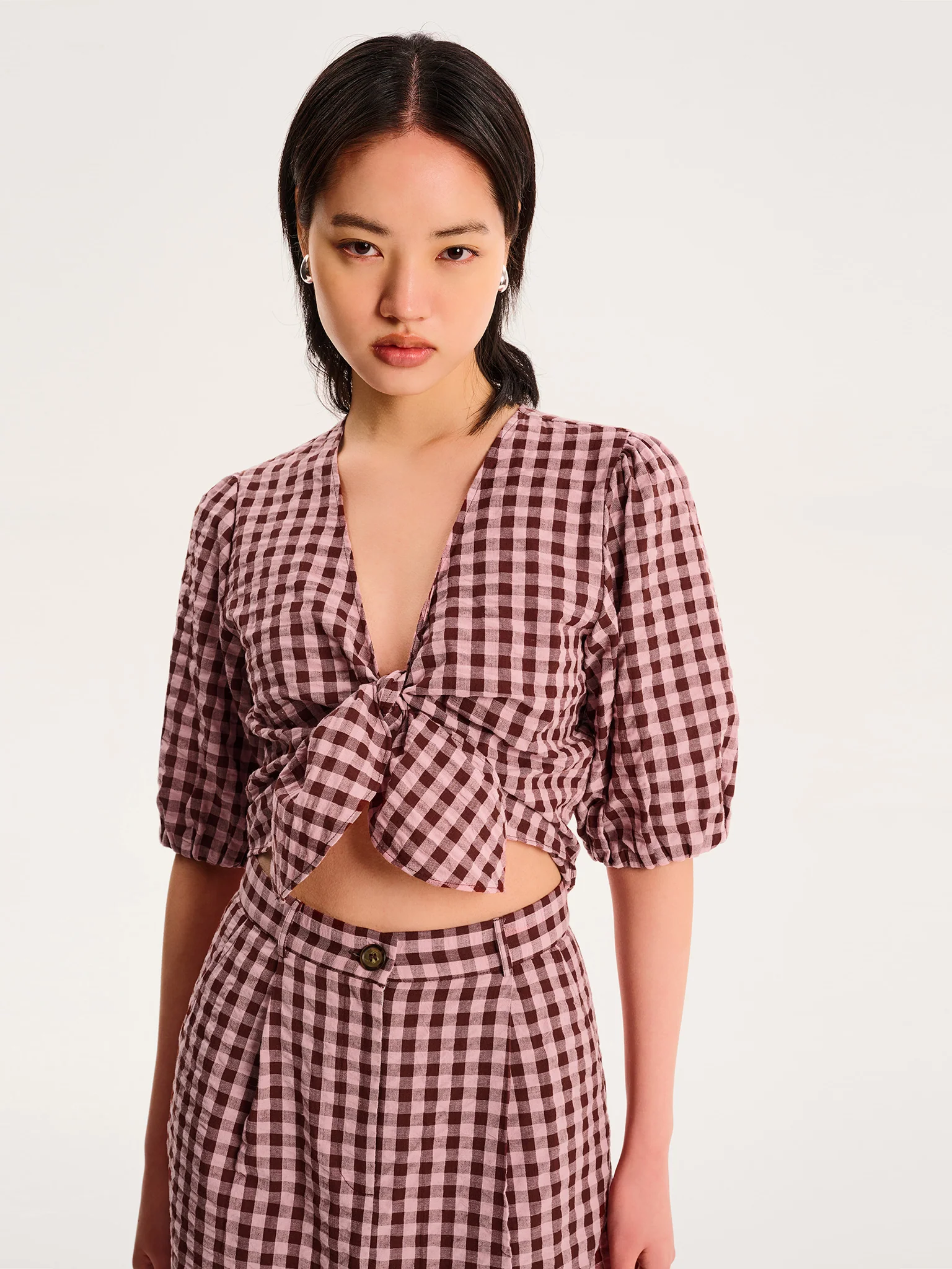 Olive Gingham Skirt in Pink - Image 3