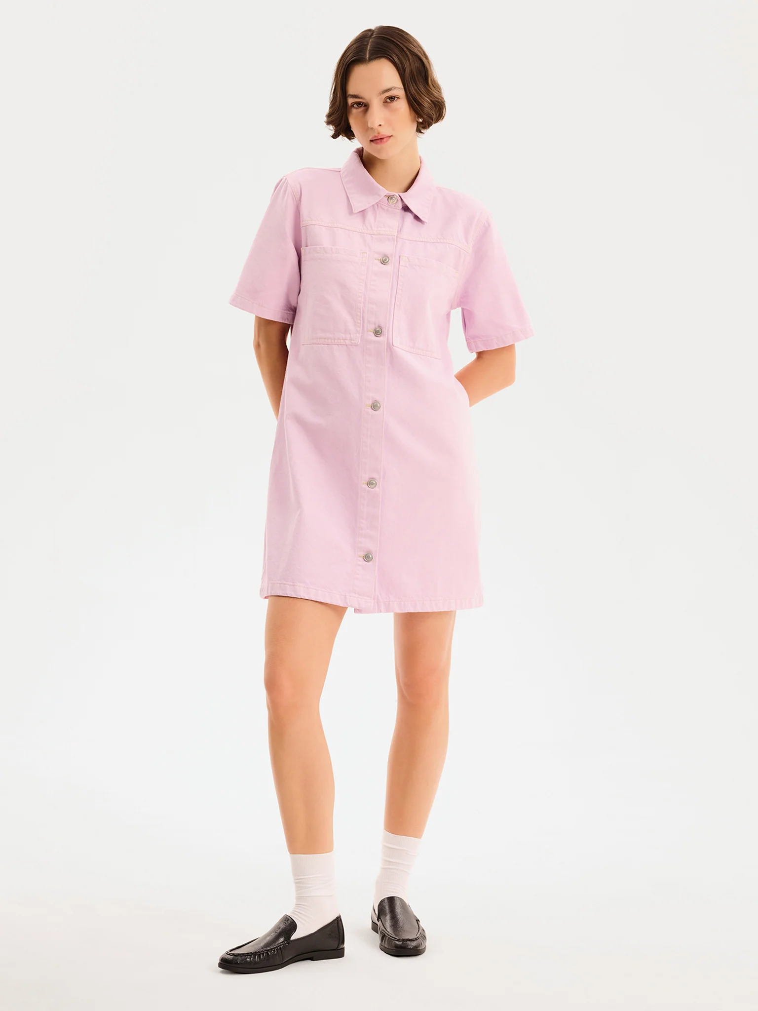 Olivia Denim Dress in Lilac - Image 5