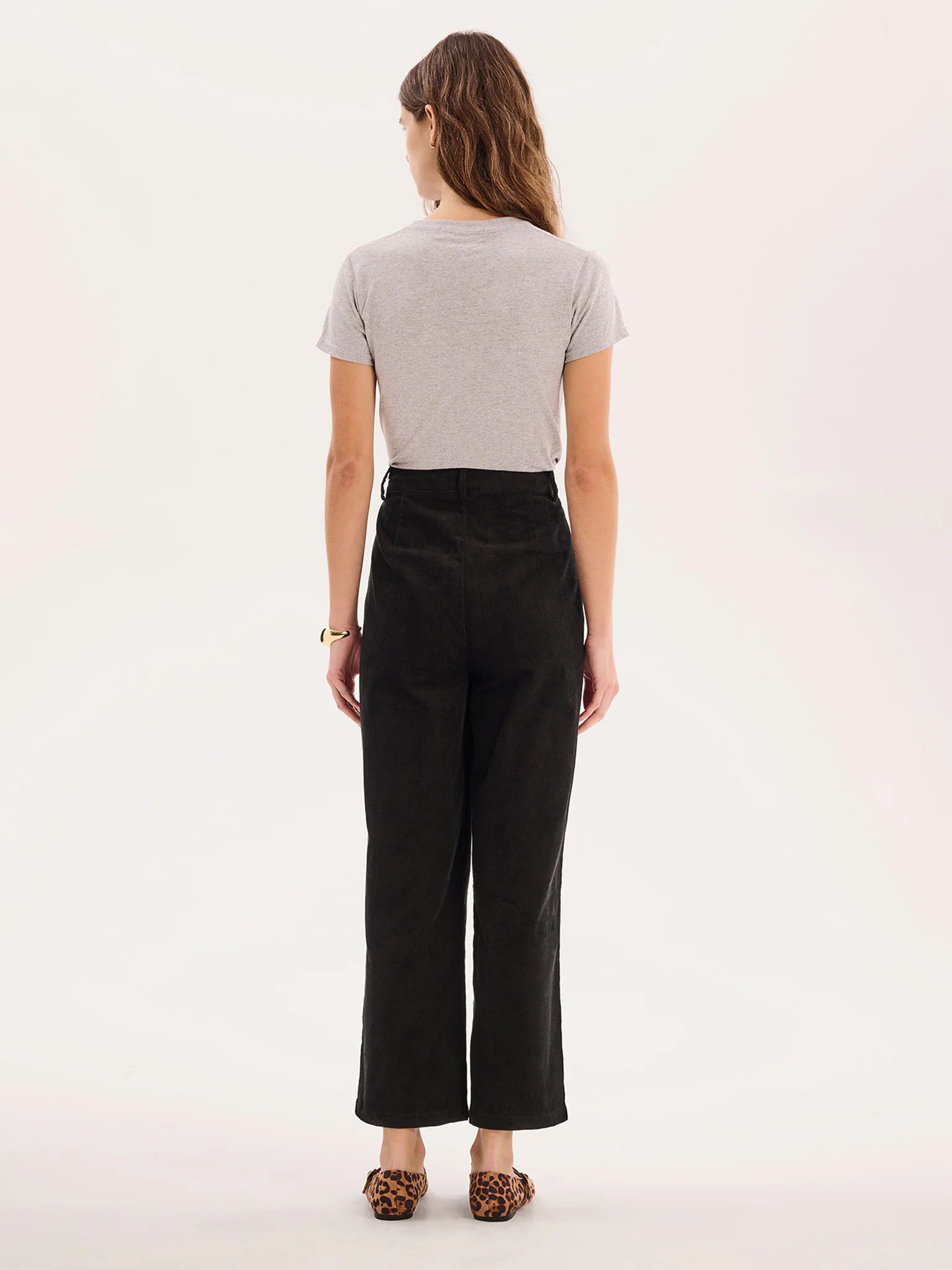 Orielle Cropped Cord Trouser in Black - Image 4