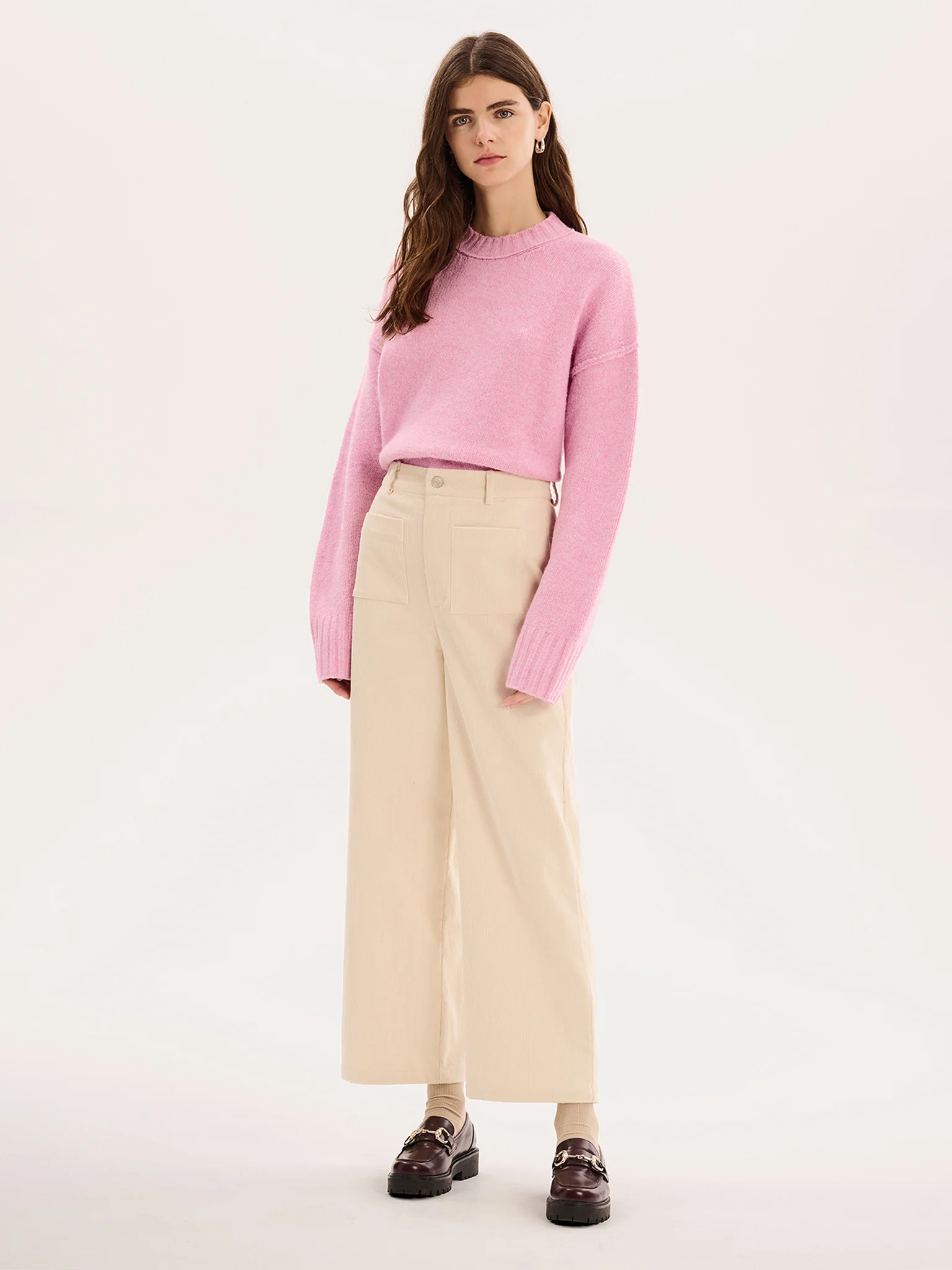 Orielle Cropped Cord Trouser in Ecru - Image 2