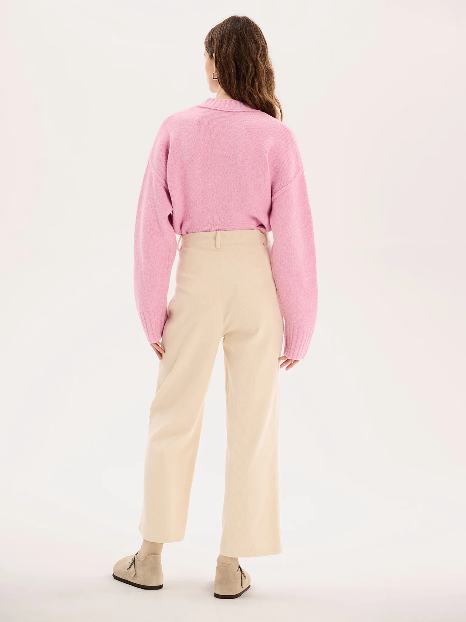 Orielle Cropped Cord Trouser in Ecru - Image 3
