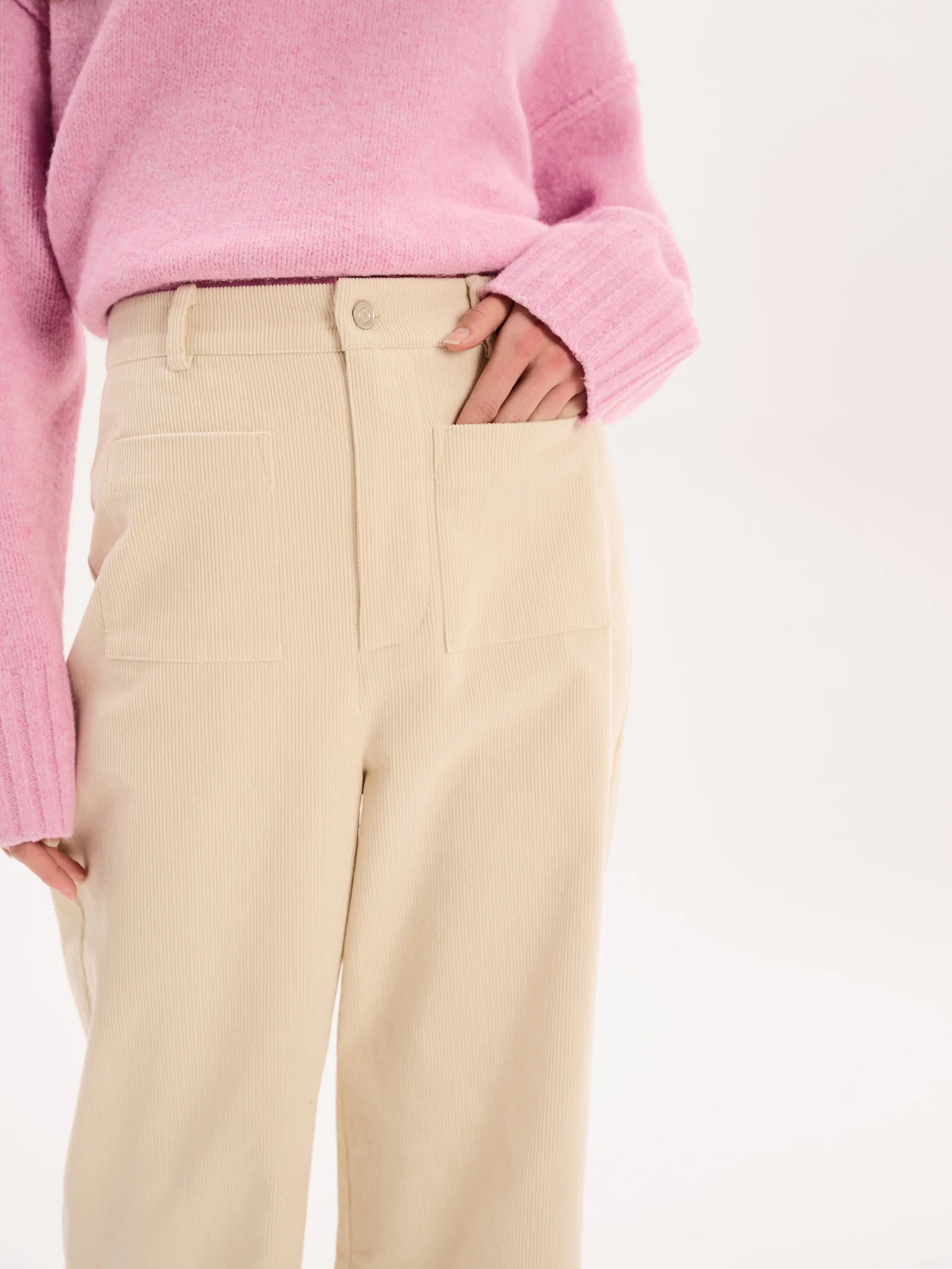 Orielle Cropped Cord Trouser in Ecru - Image 4