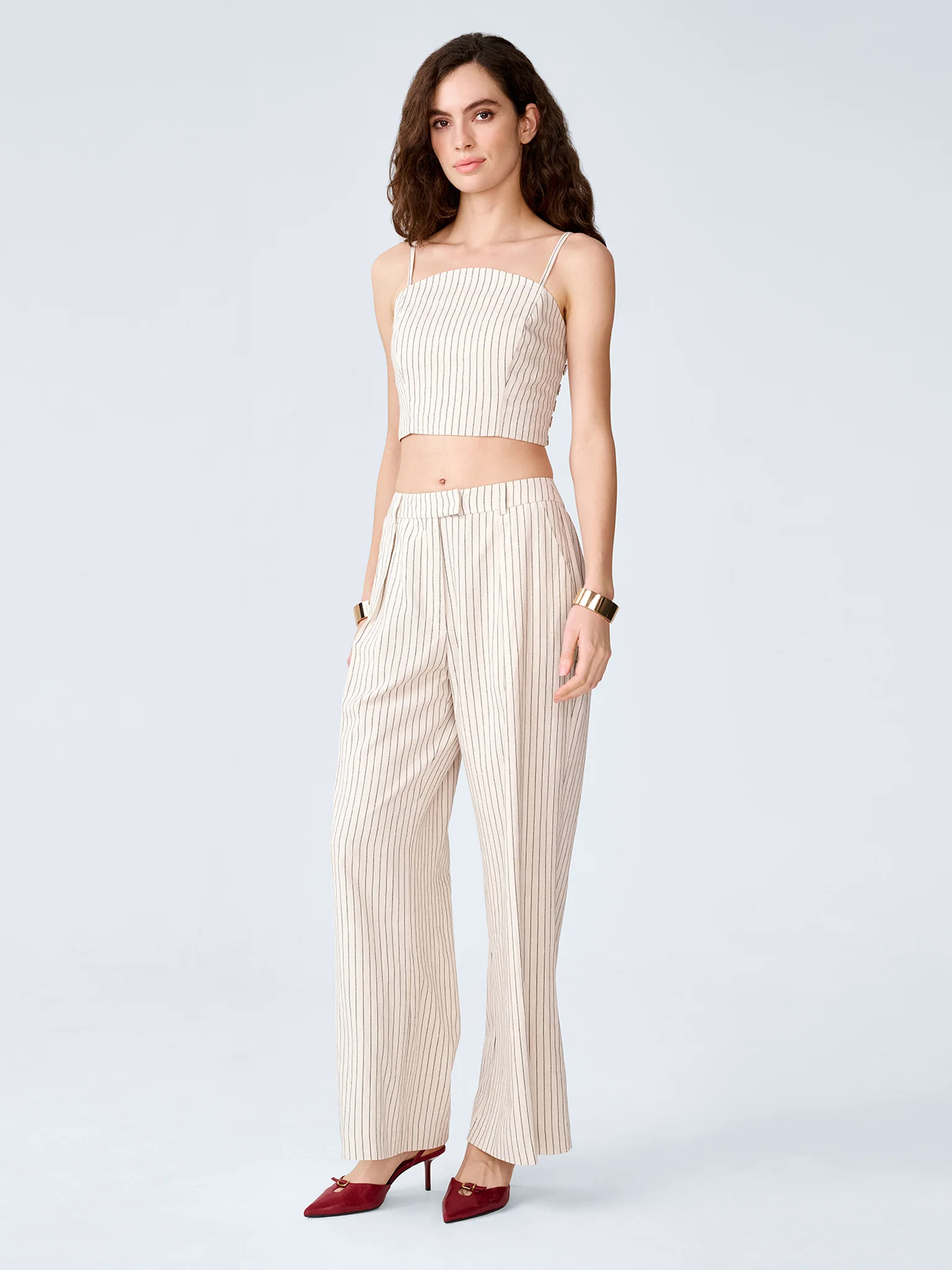Pearl Trouser in Cream and Black Stripe - Image 2