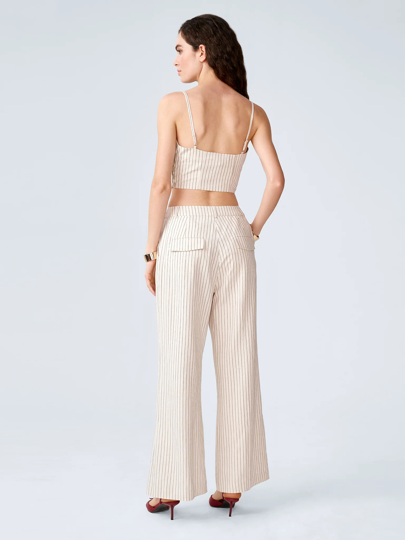 Pearl Trouser in Cream and Black Stripe - Image 5