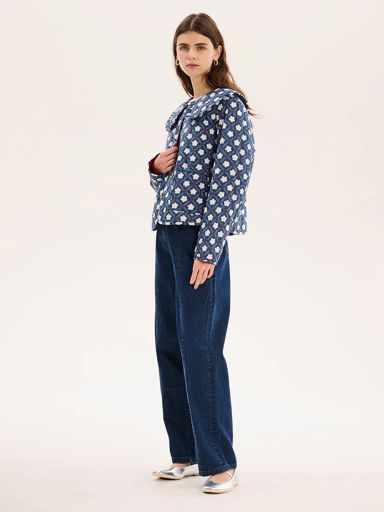 Peggy Quilted Jacket in Floral Check - Image 4