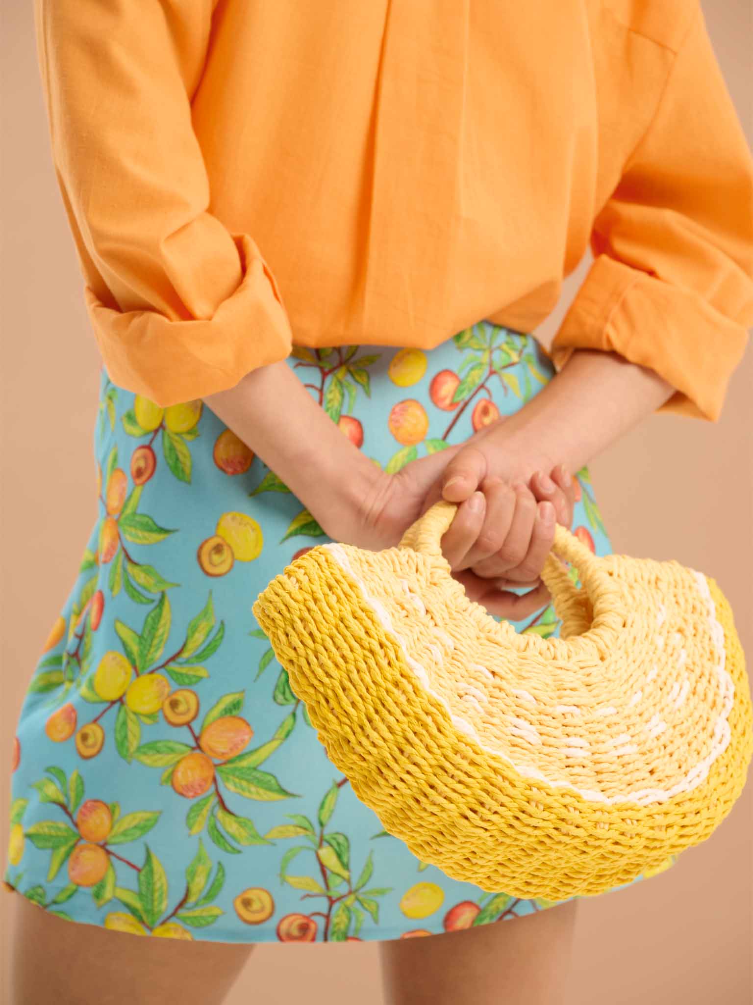 Percy Twill Frill Fruit Print Wrap Front Skirt - Image 4