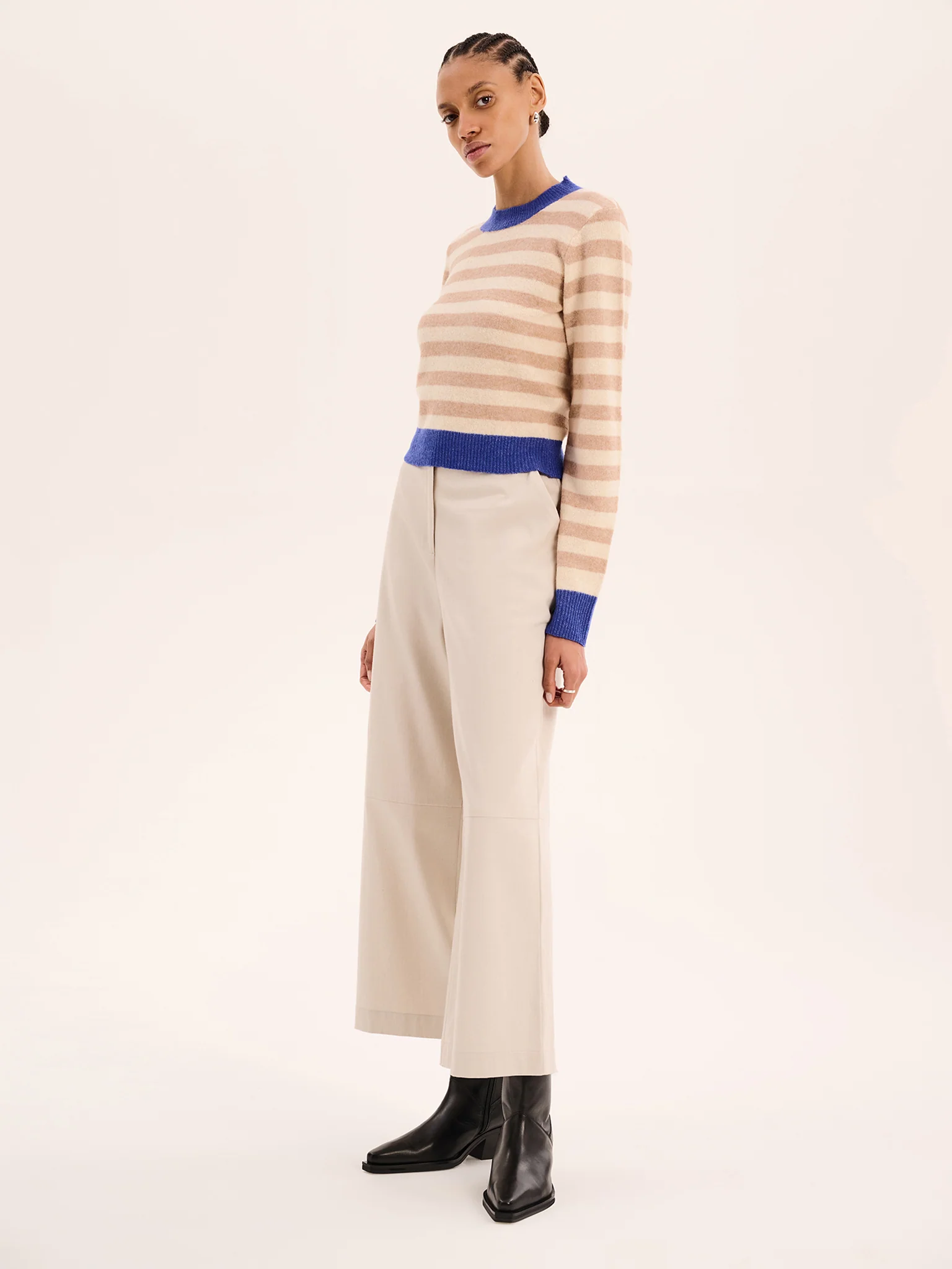 Pia Stripe Jumper in Cream stripe - Image 3