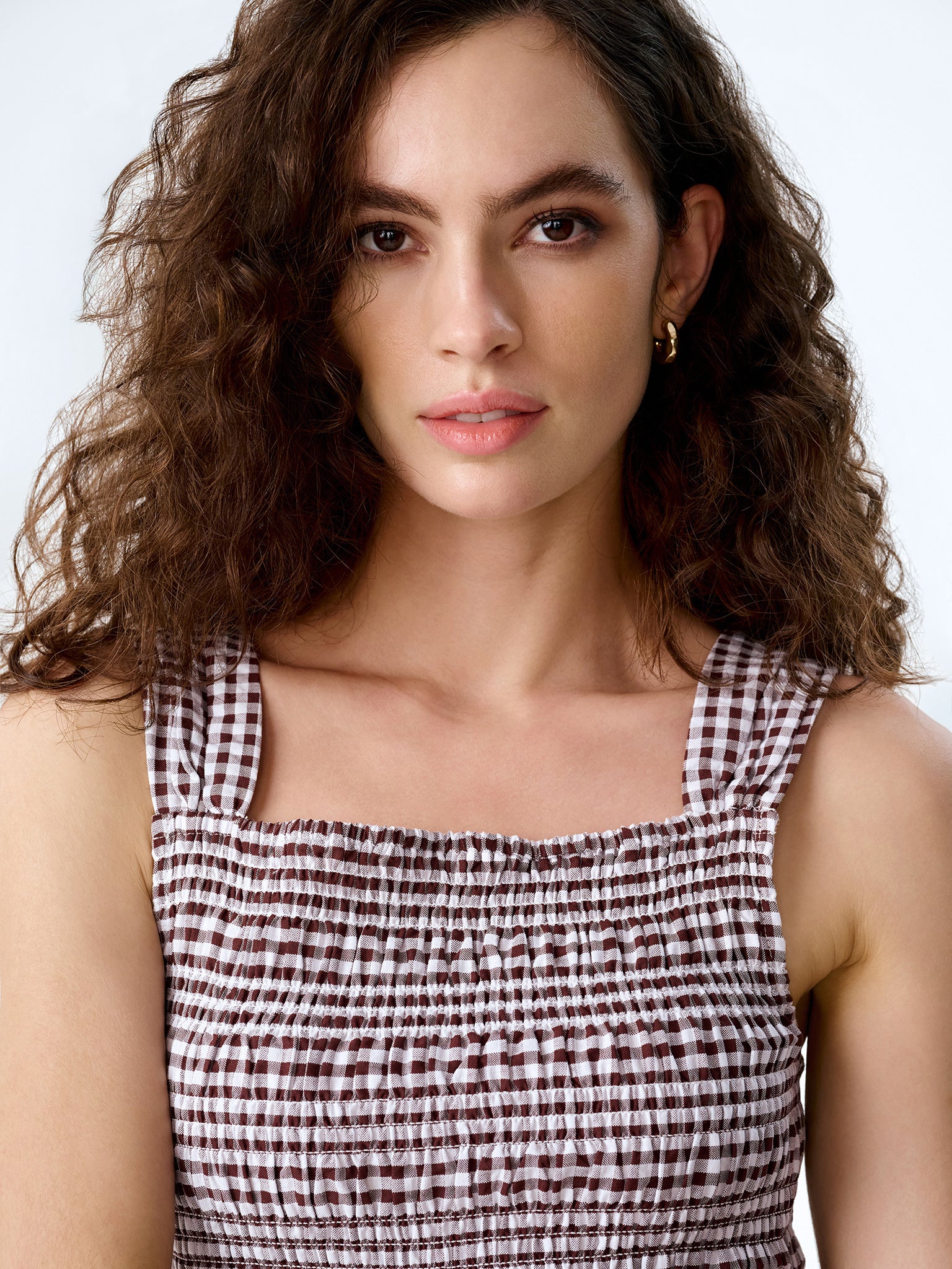 Rain Top in Chocolate/Cream Gingham - Image 4