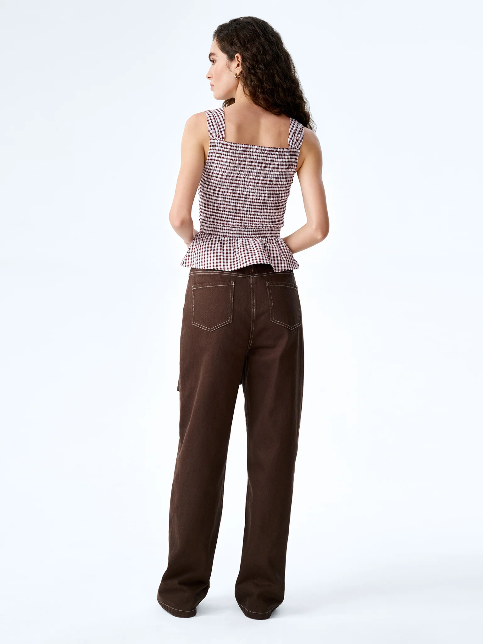 Rain Top in Chocolate/Cream Gingham - Image 6